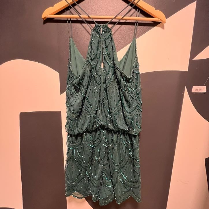 Emerald Beaded Gatsby Romper | S