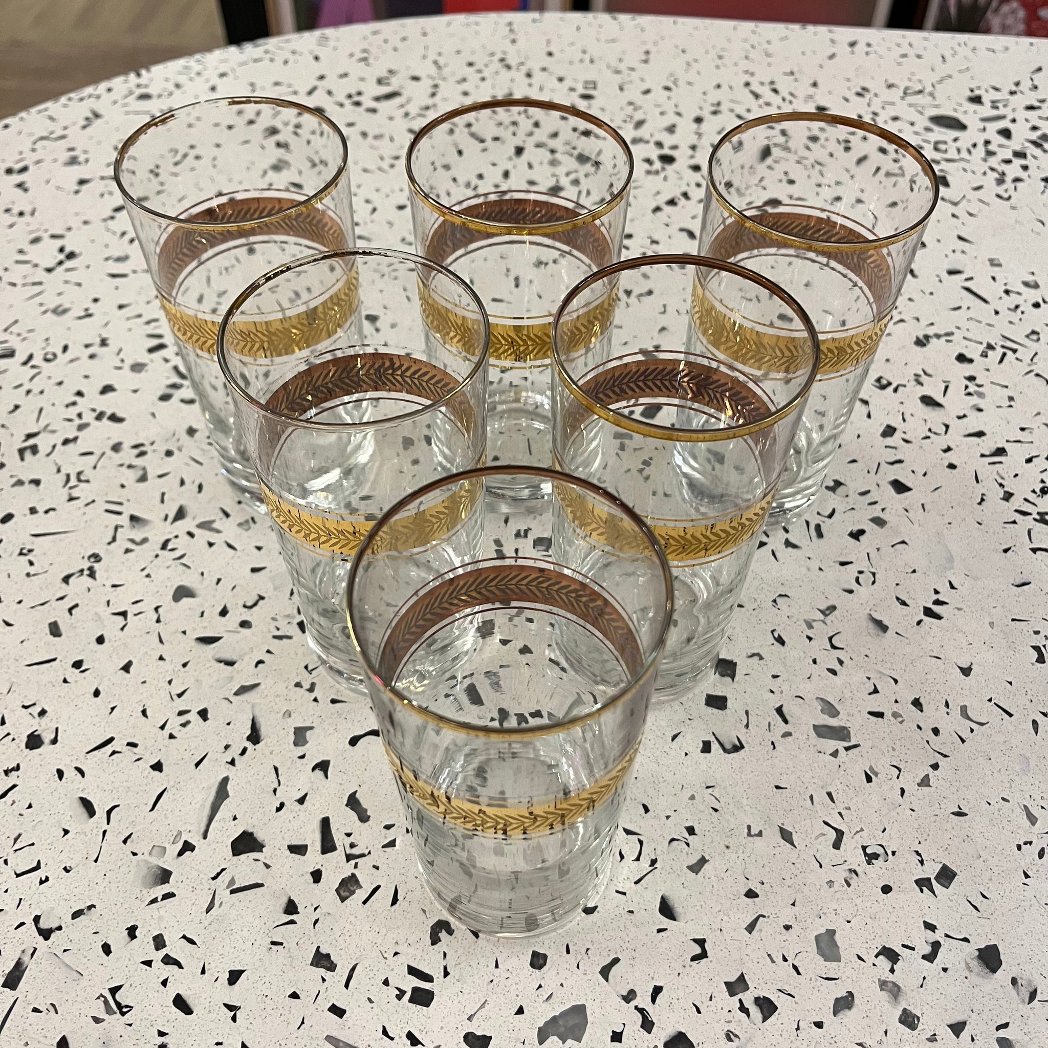 Gold Banded Drinking Glasses (Set of 6)