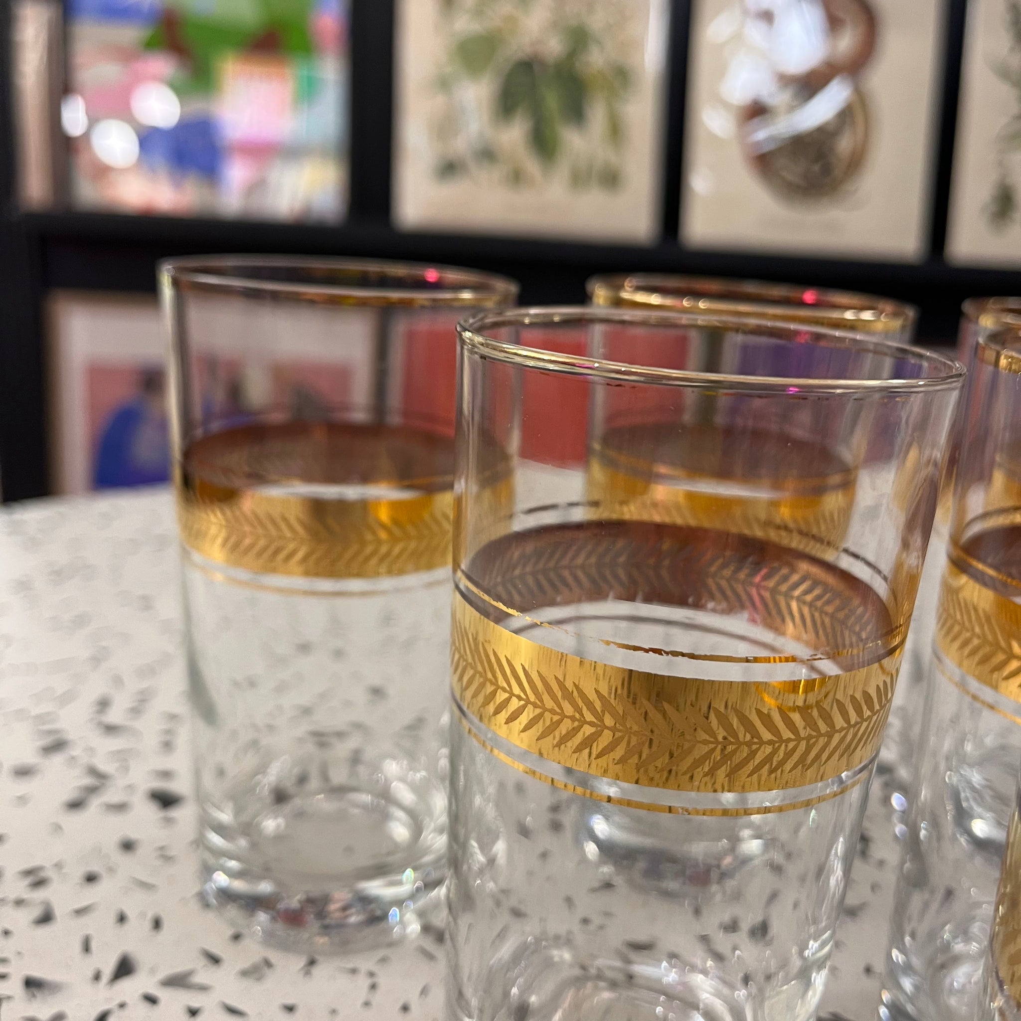 Gold Banded Drinking Glasses (Set of 6)