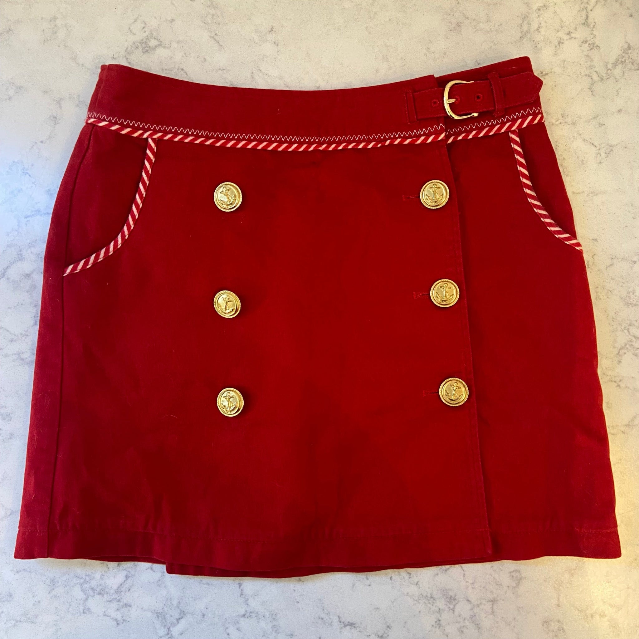 Red Nautical Skirt- L