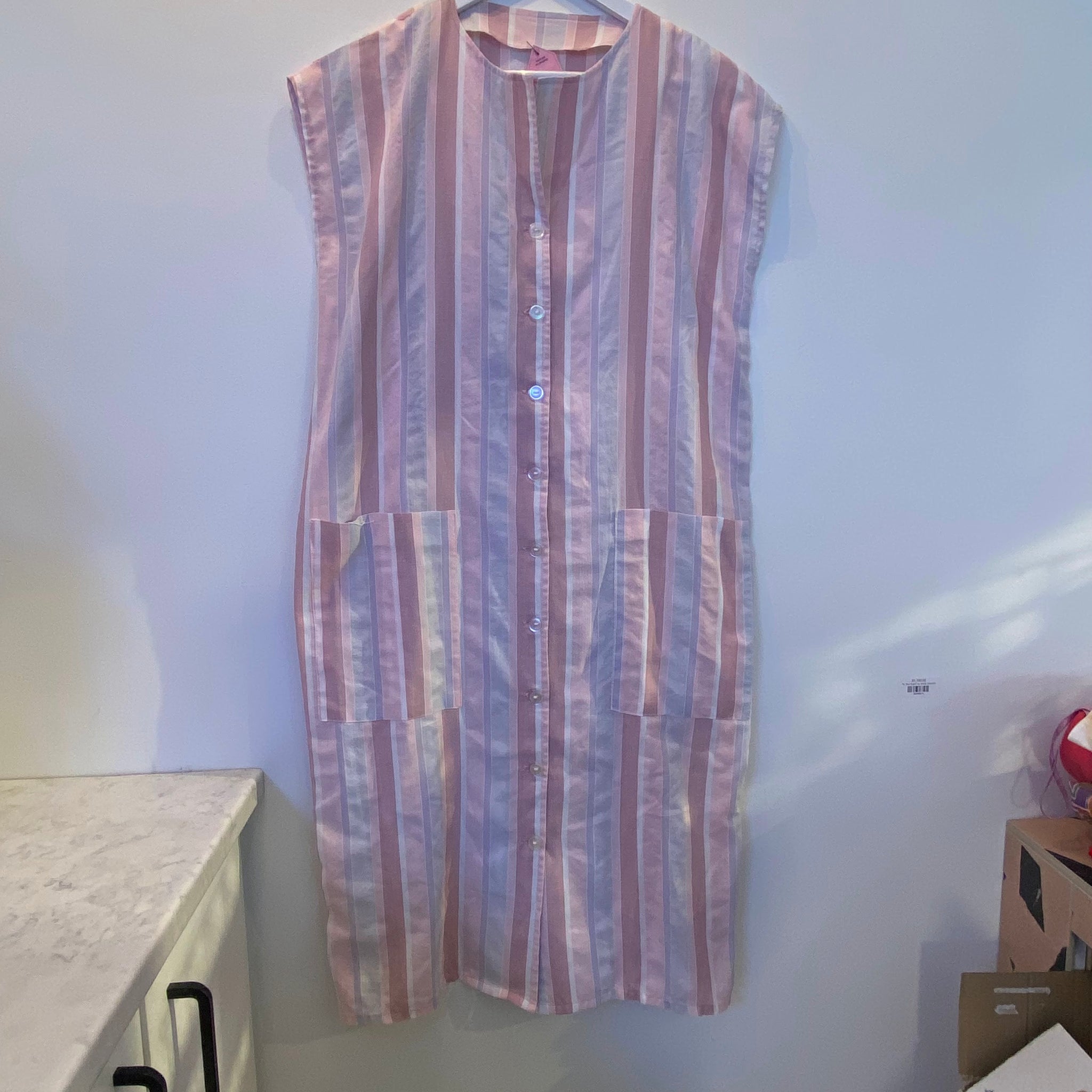 Blush Pink Striped Cotton Dress- XL