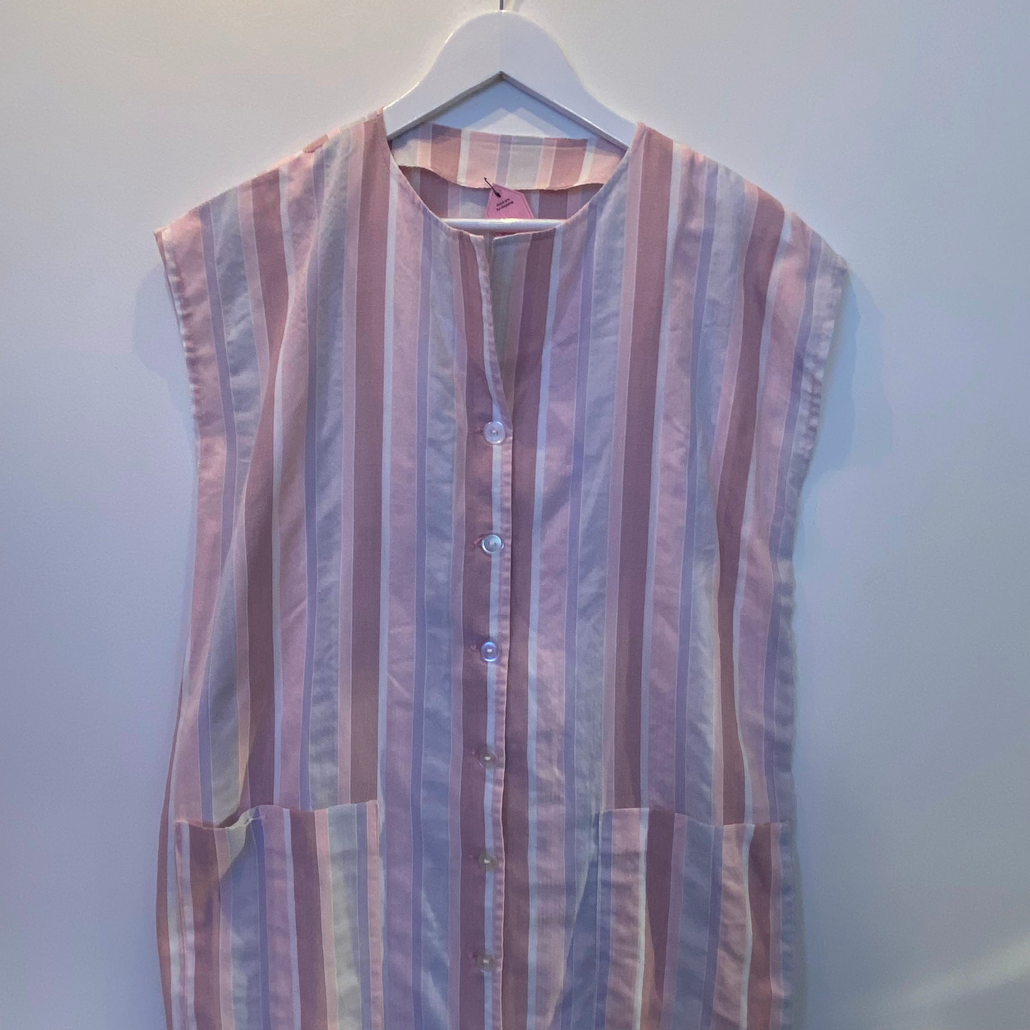 Blush Pink Striped Cotton Dress- XL