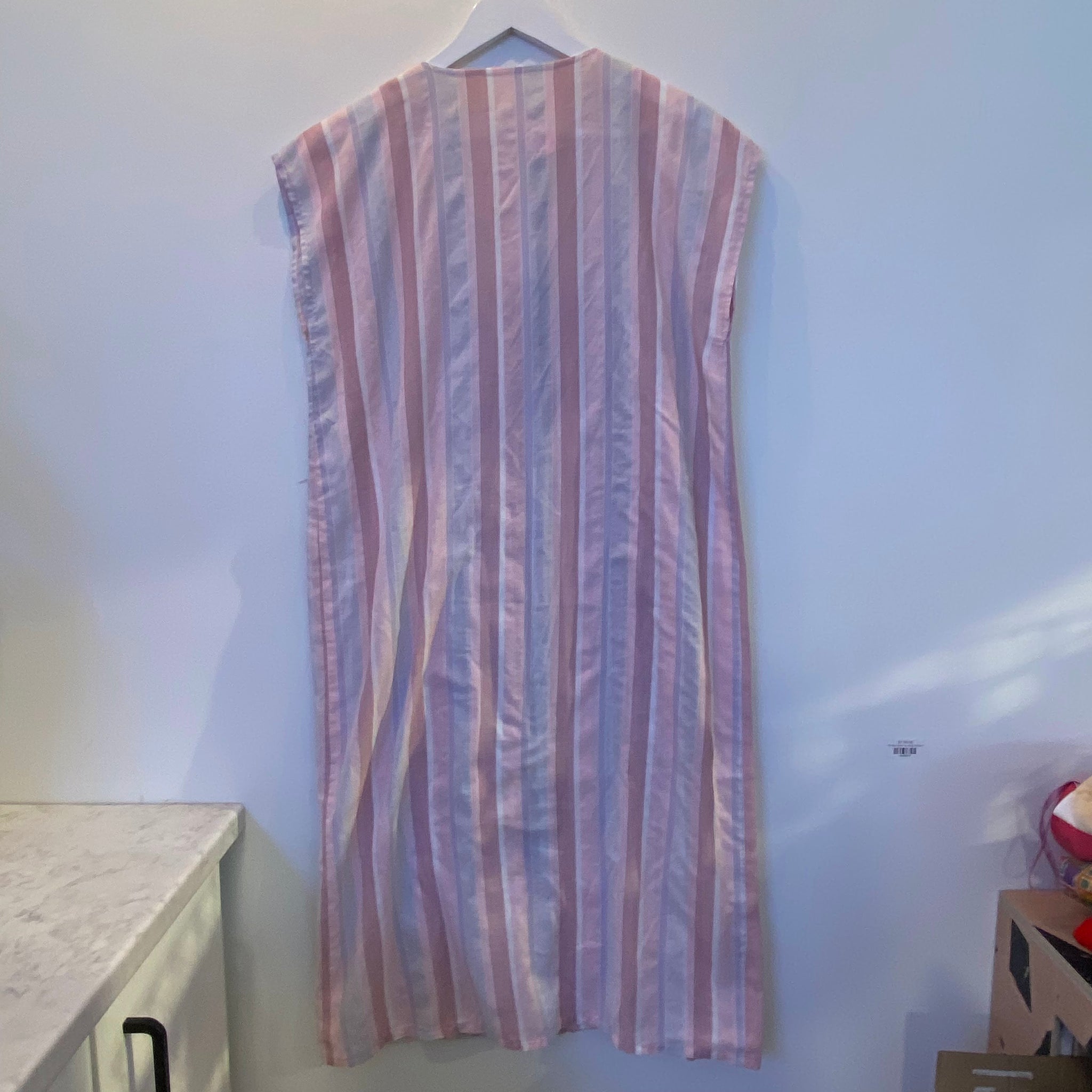 Blush Pink Striped Cotton Dress- XL