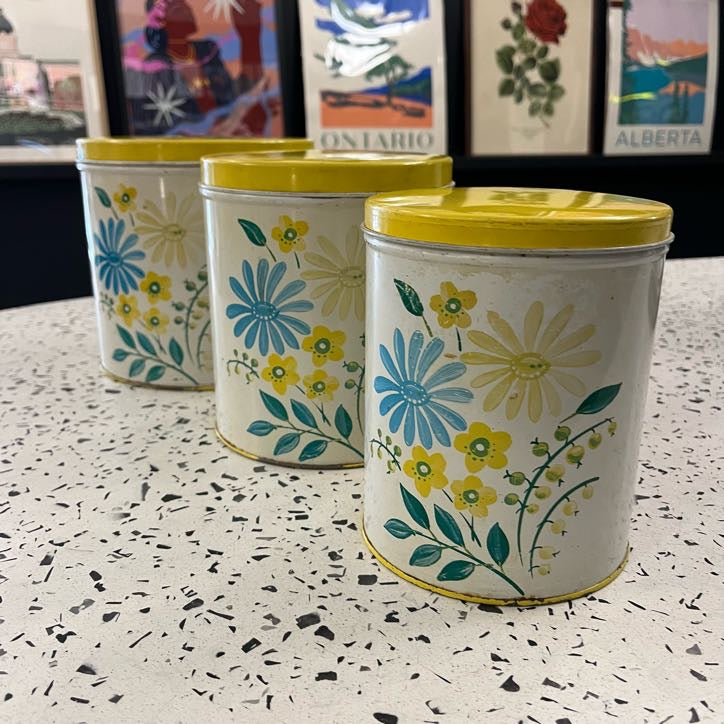 Floral Tin Canisters - Set of 3