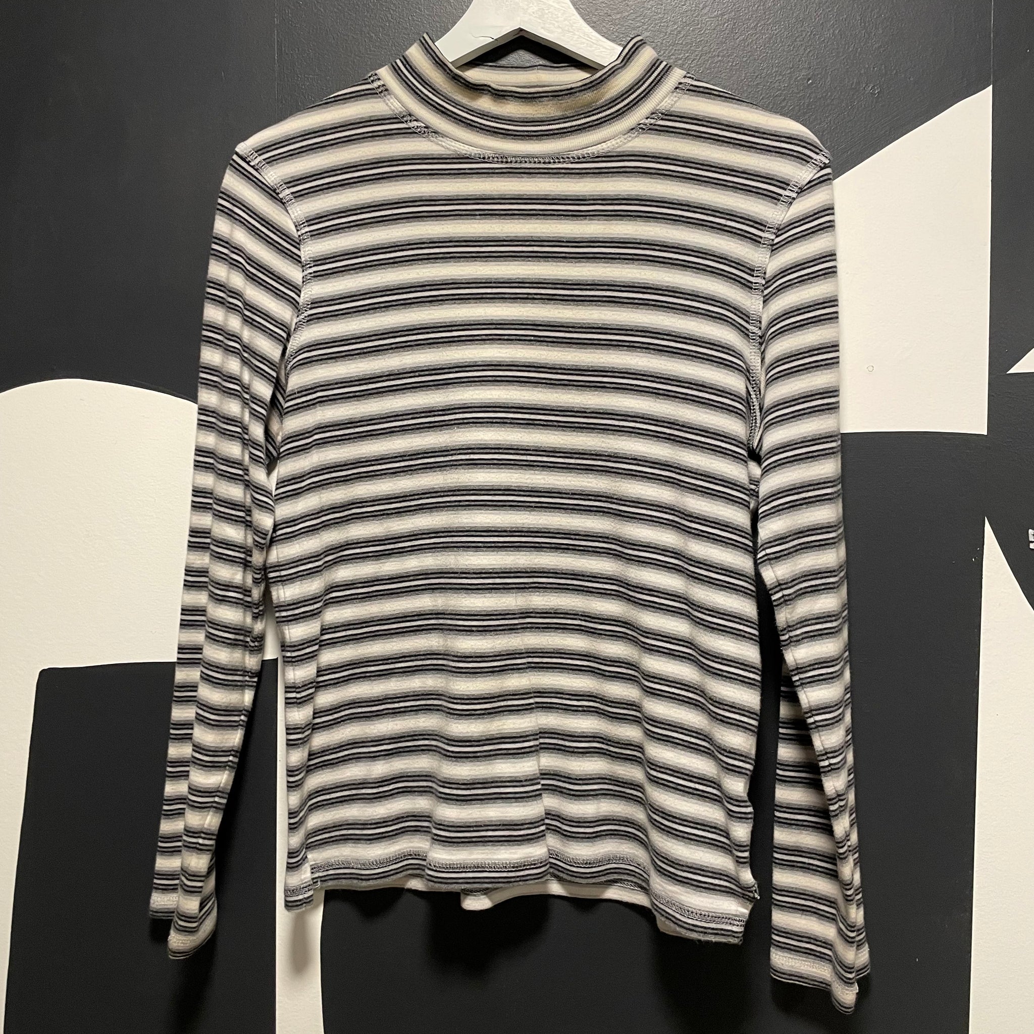 Striped Mock Neck Sweater | S