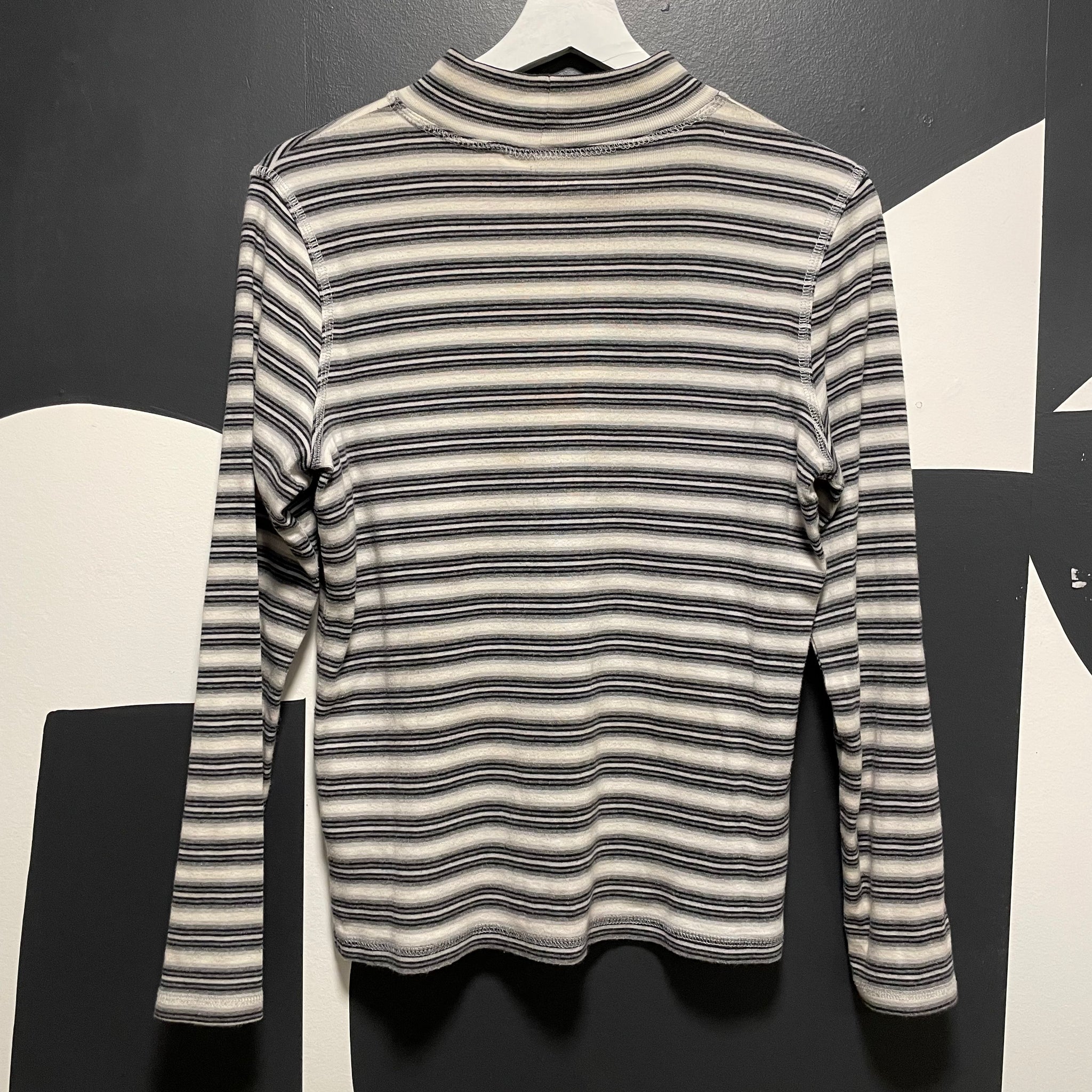 Striped Mock Neck Sweater | S
