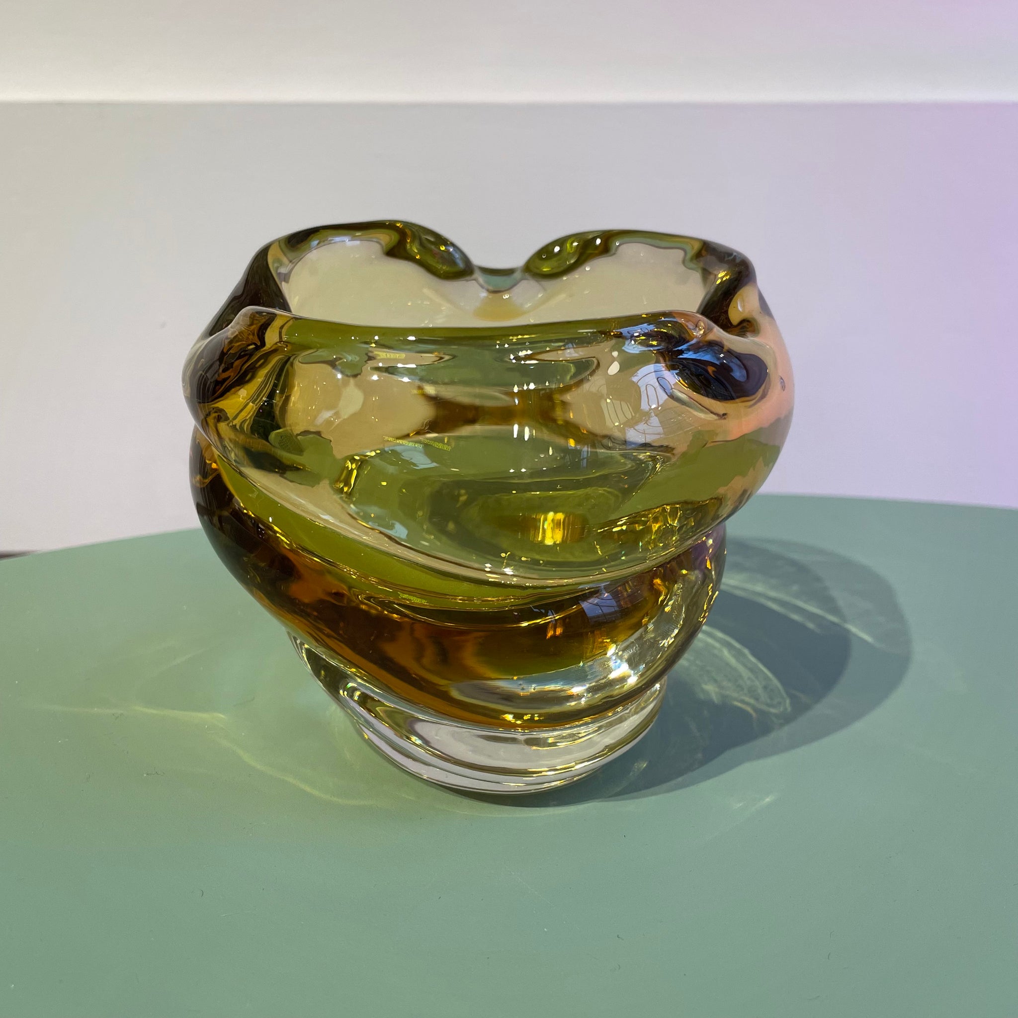 Yellow Amber Chalet Glass Swirl Dish