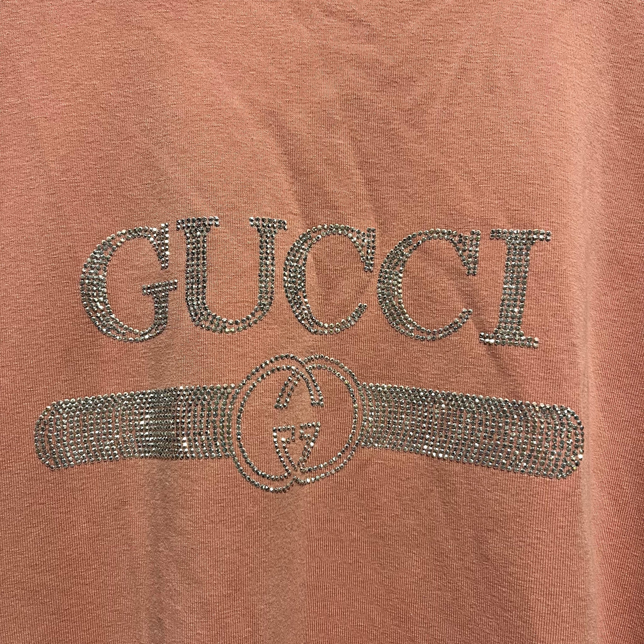 Dusty Rose Bedazzled 'Gucci' Tee | M