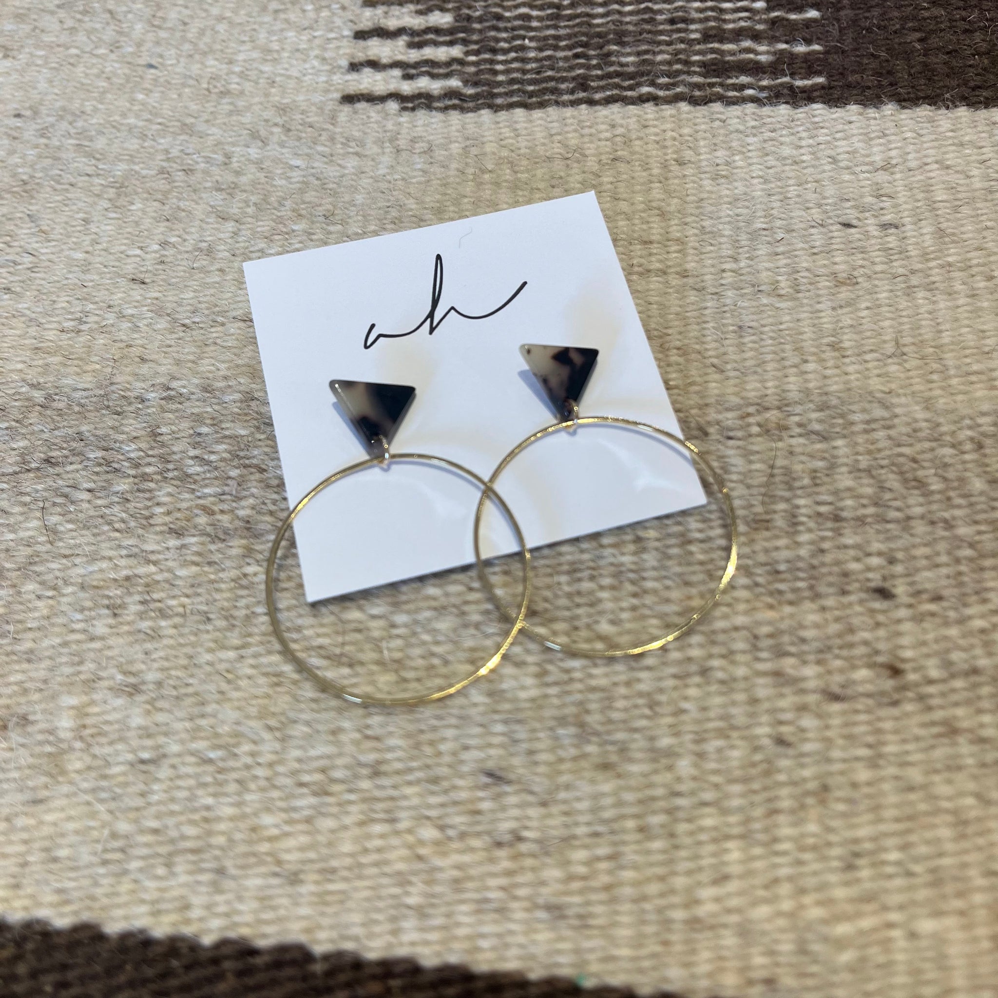 Triangle Stud Gold Hoop Earrings