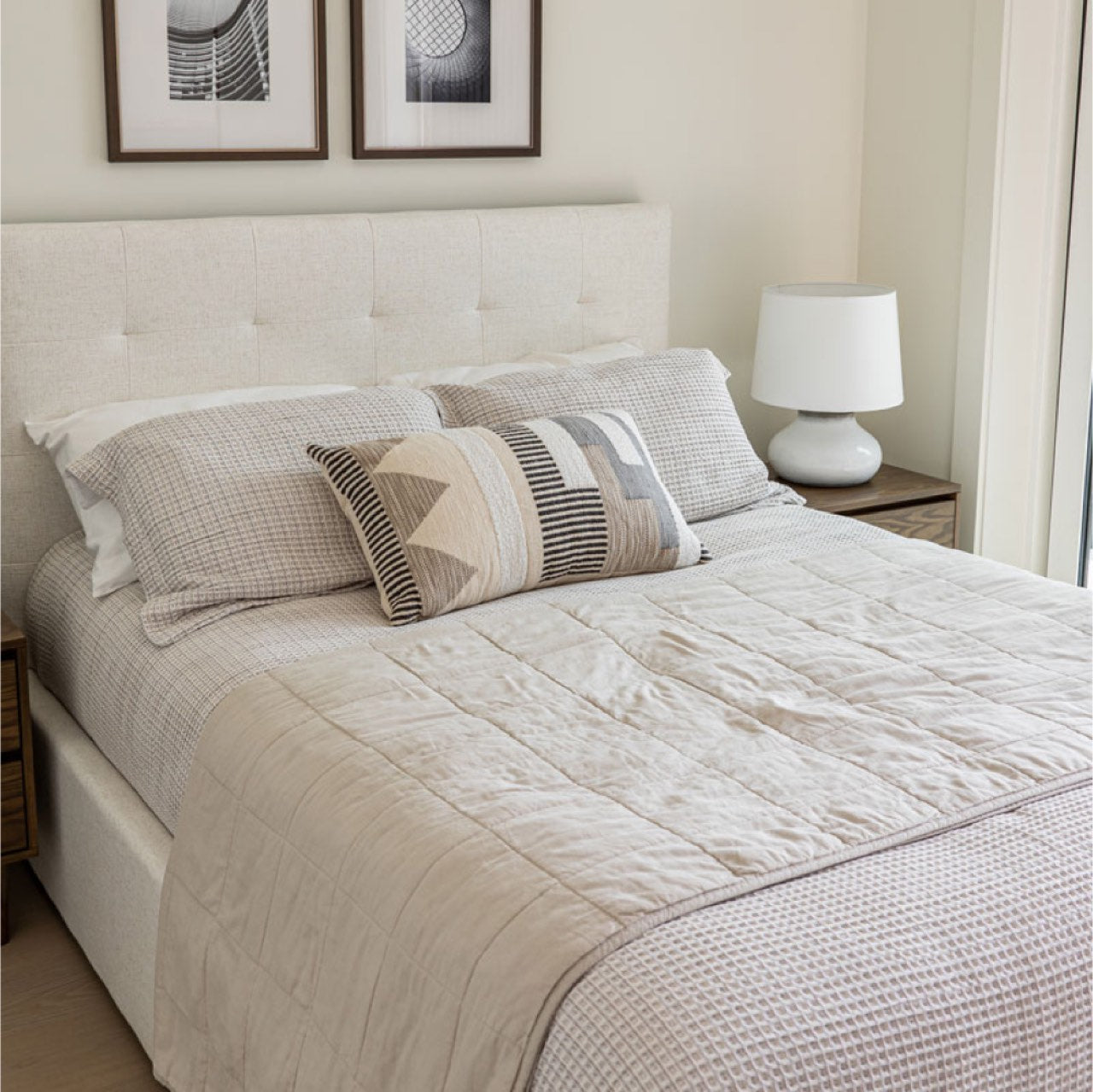 June Queen Storage Bed - Cream