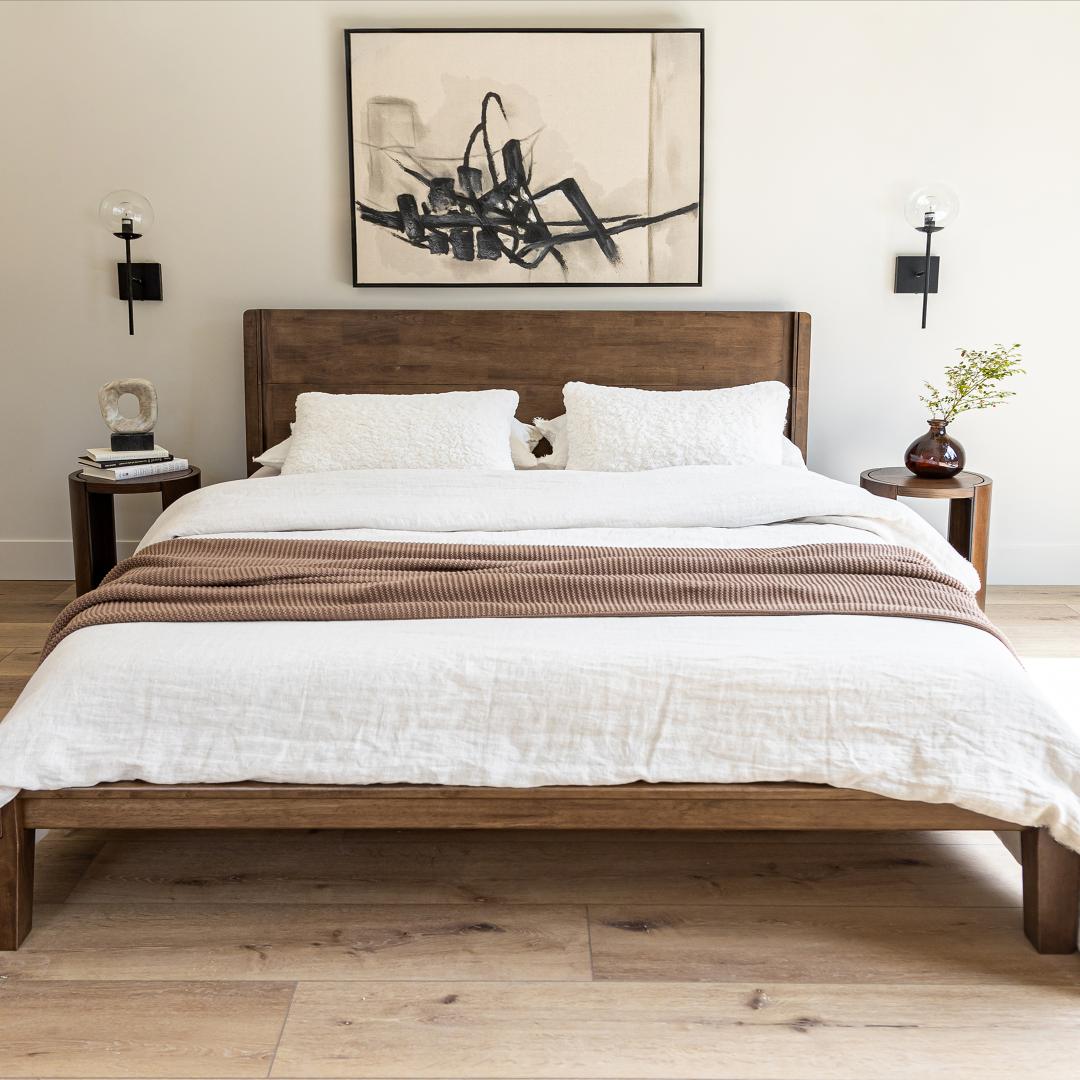 Luna Wood Tool-Free Queen Bed - Coffee