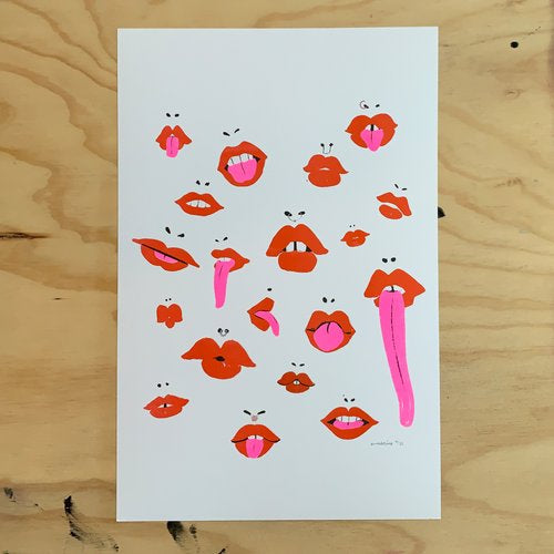 "Hot Lips" Risograph - Rachael Meckling