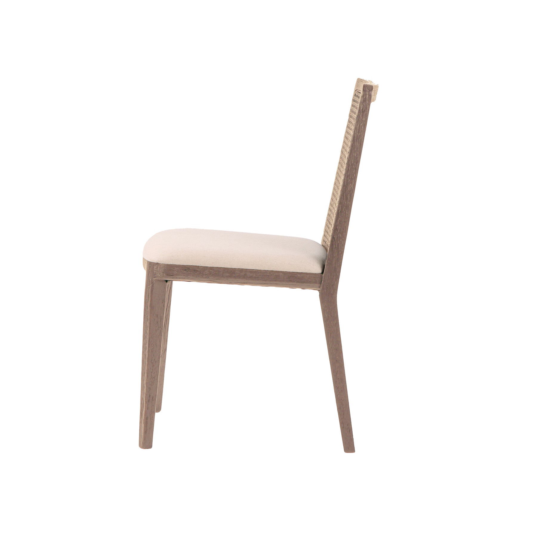Cane Dining Chair- Oyster Linen with Natural Frame