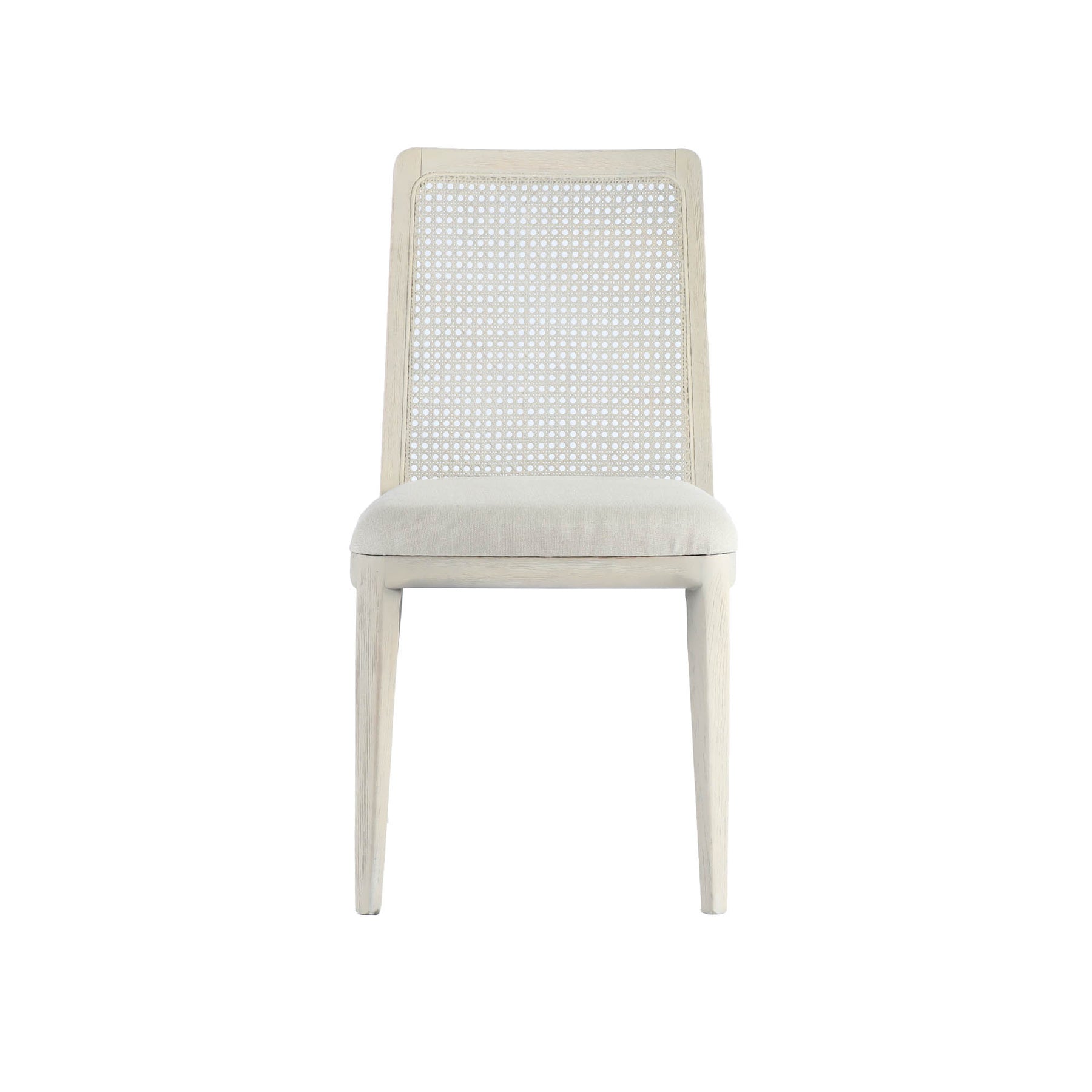 Cane Dining Chair- Oyster Linen with White Legs