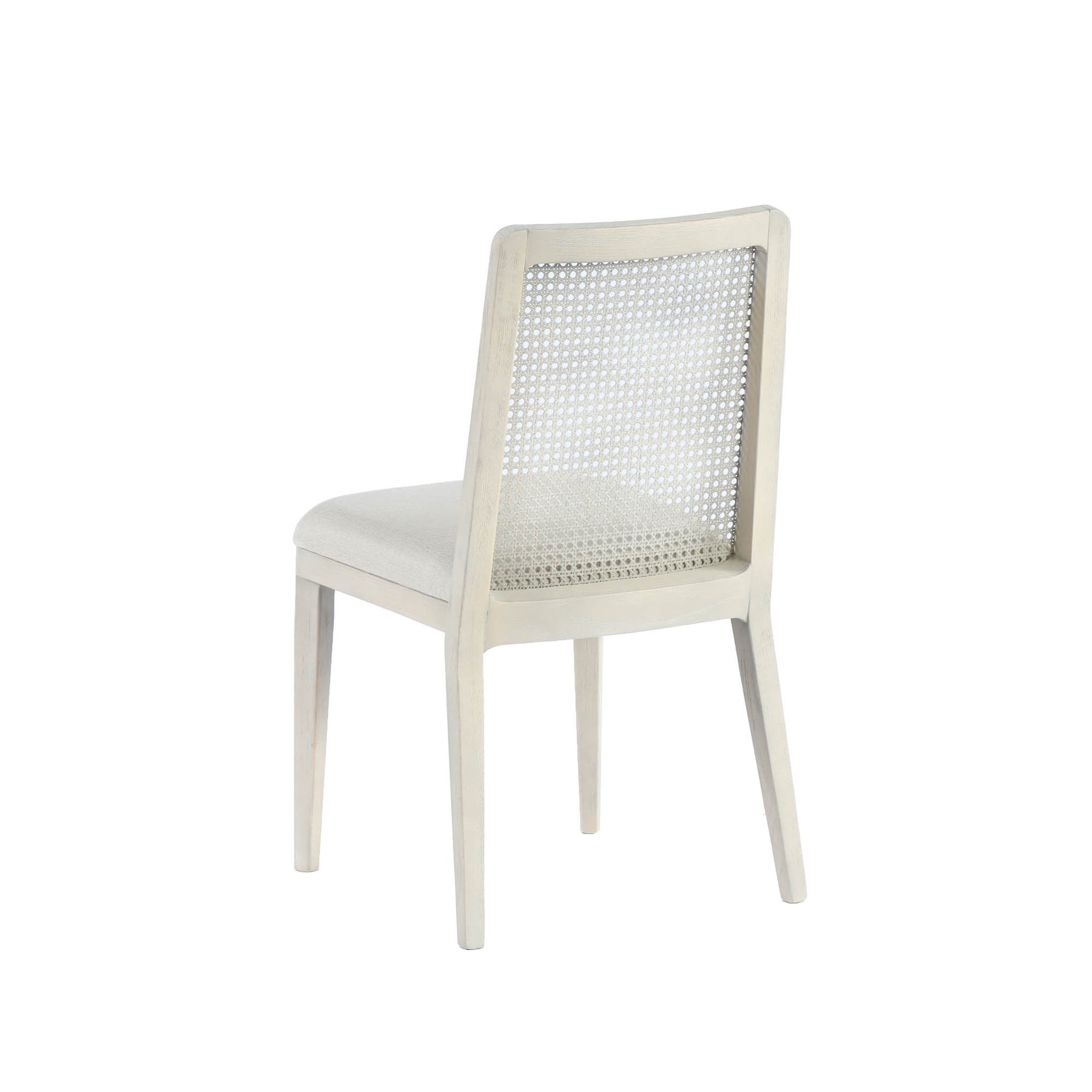 Cane Dining Chair- Oyster Linen with White Legs