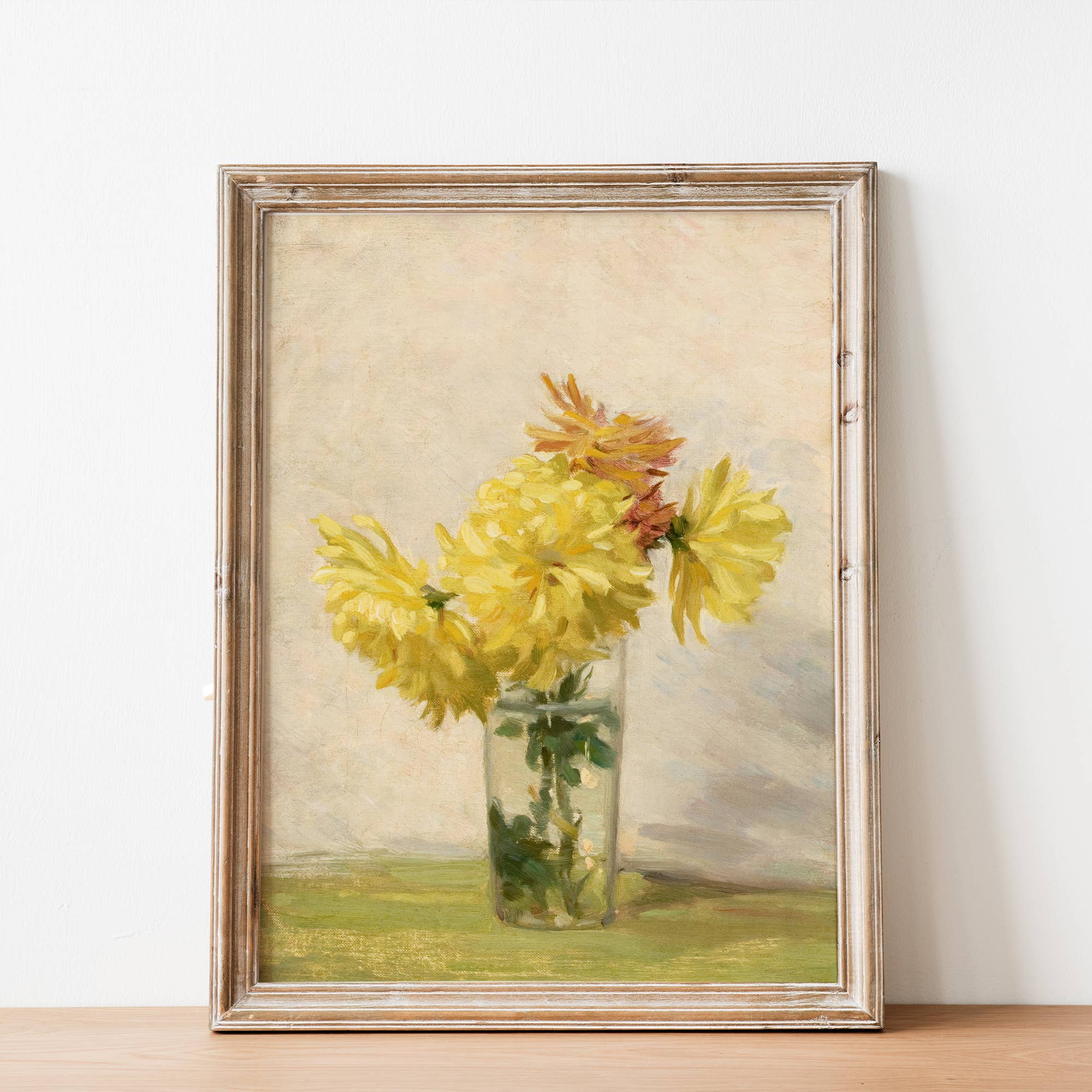 Bouquet of Yellow Flowers in Vase | Vintage Repro
