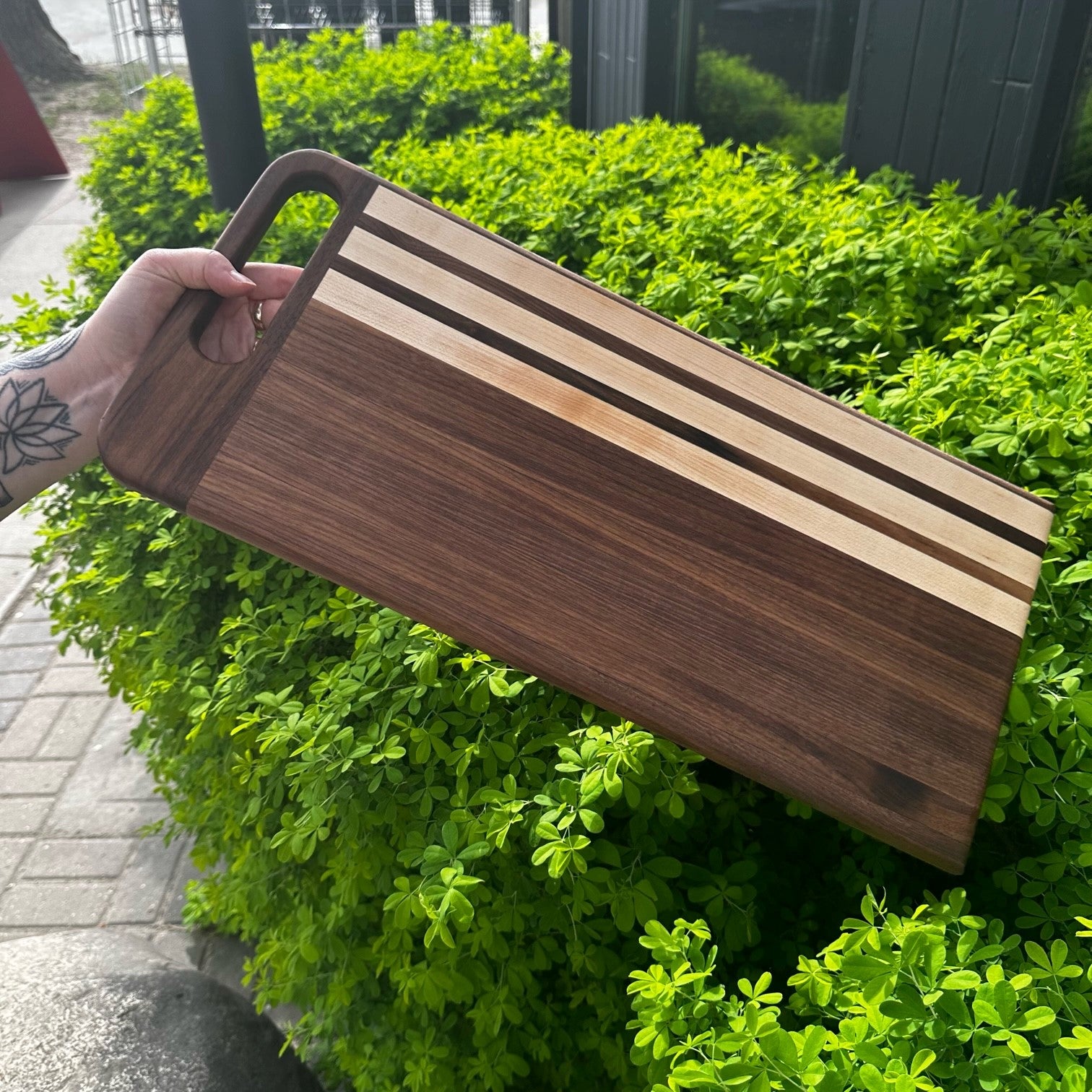 Walnut Cutting Board with Maple Accents