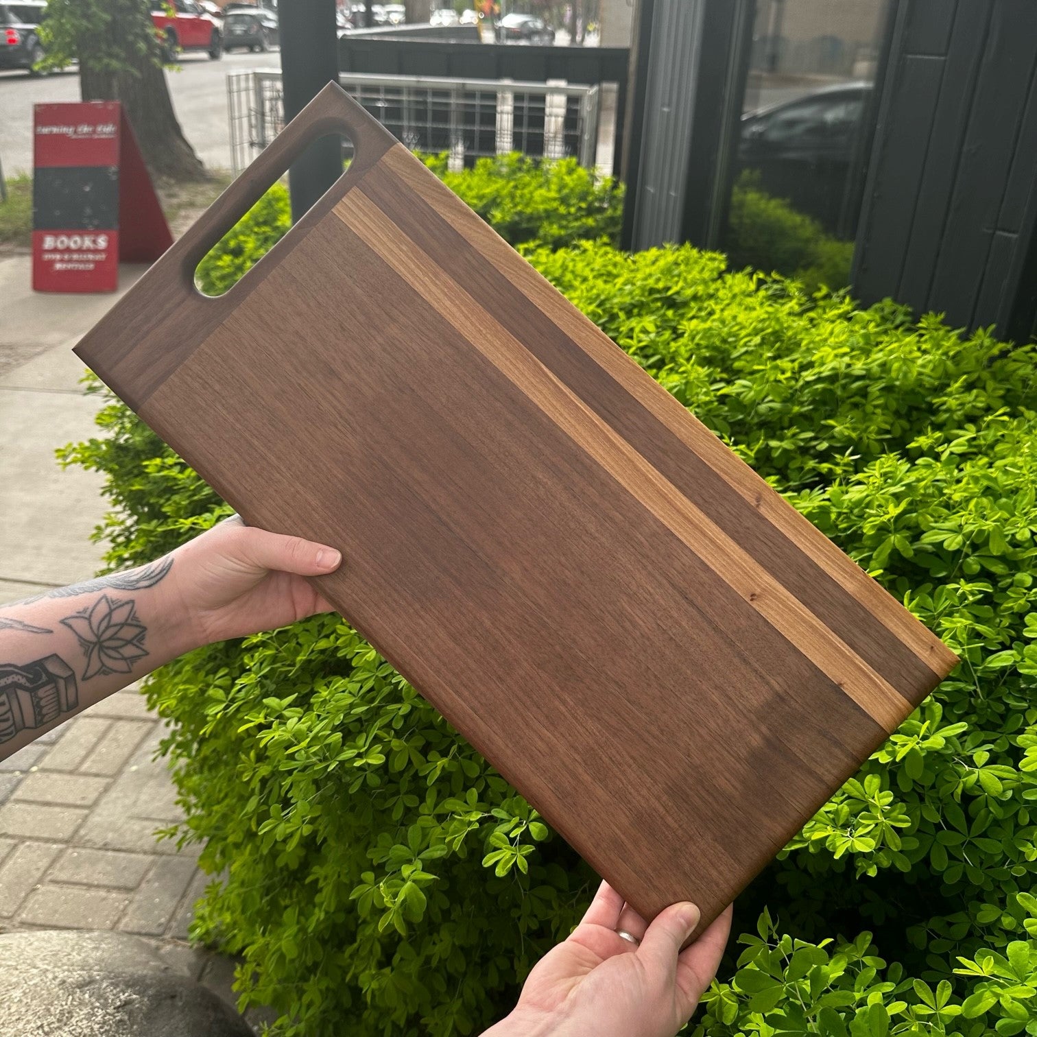 Walnut Cutting Board with Maple Accents