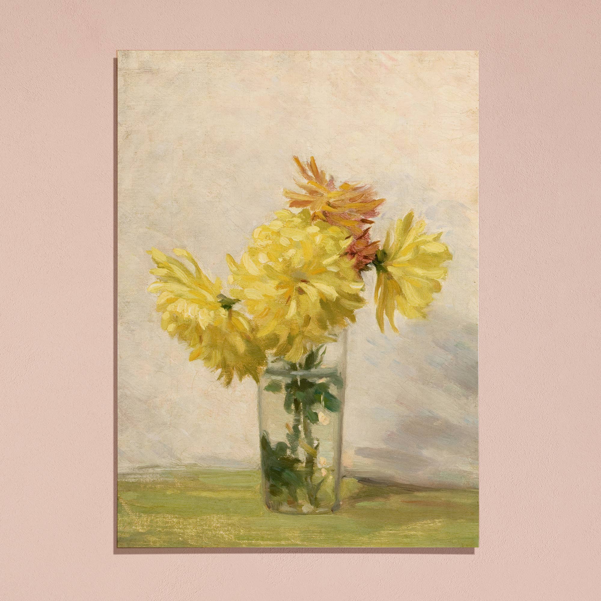 Bouquet of Yellow Flowers in Vase | Vintage Repro