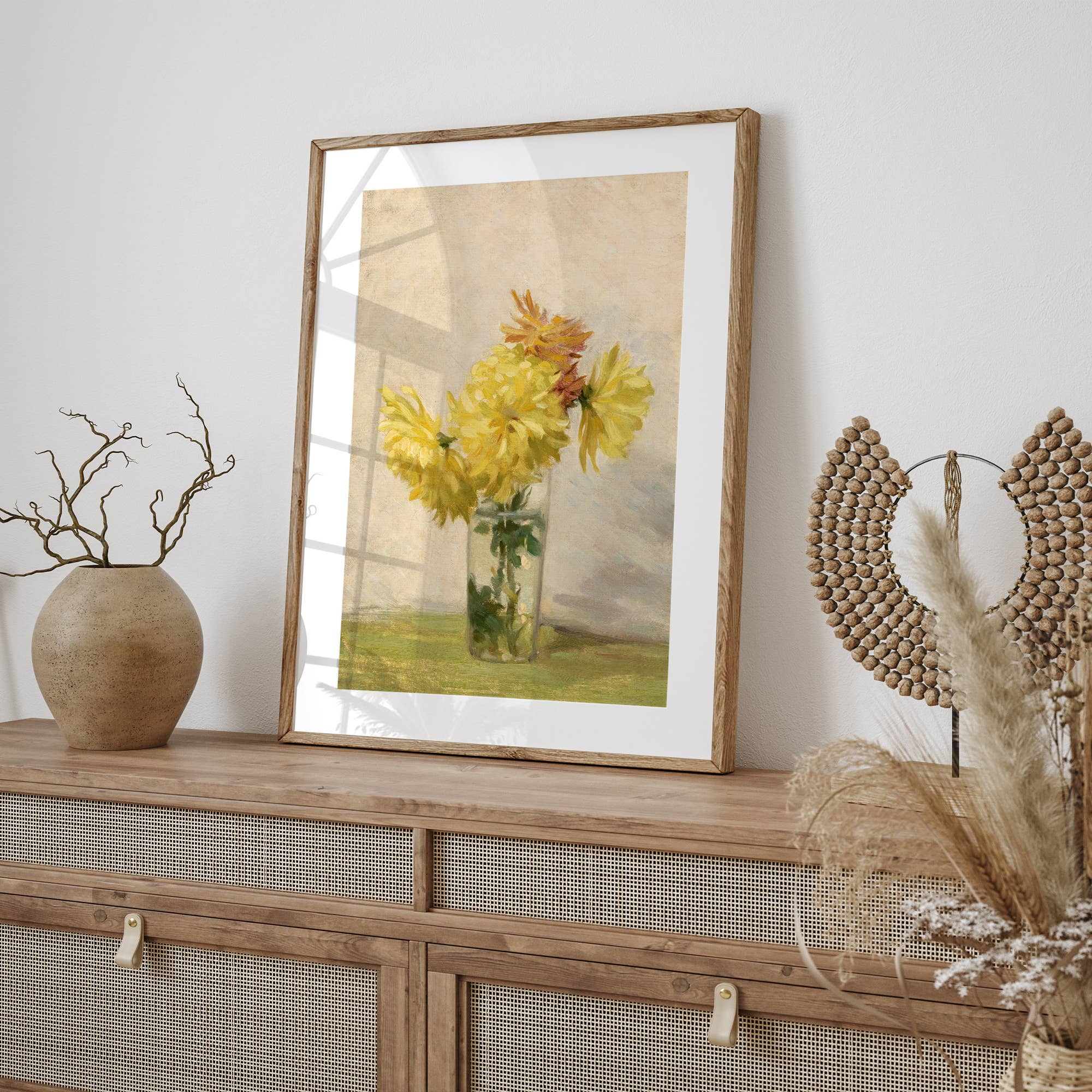 Bouquet of Yellow Flowers in Vase | Vintage Repro