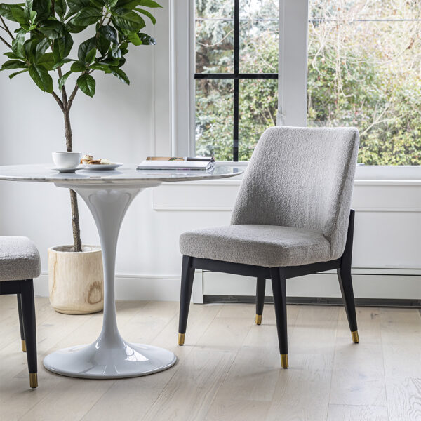 Fawcett Dining Chair- Taupe Boucle w/ Black Base