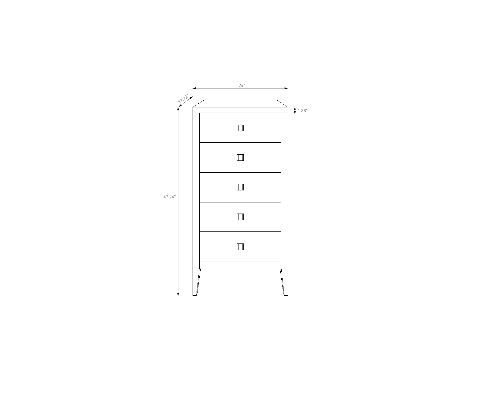 Hara 5 Drawer Tall Dresser - White