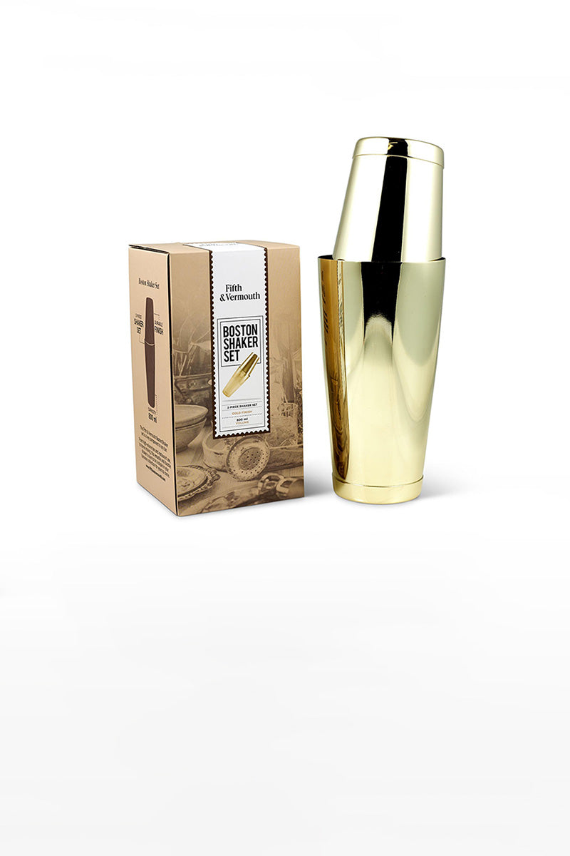 Fifth & Vermouth gold colored boston shaker set.