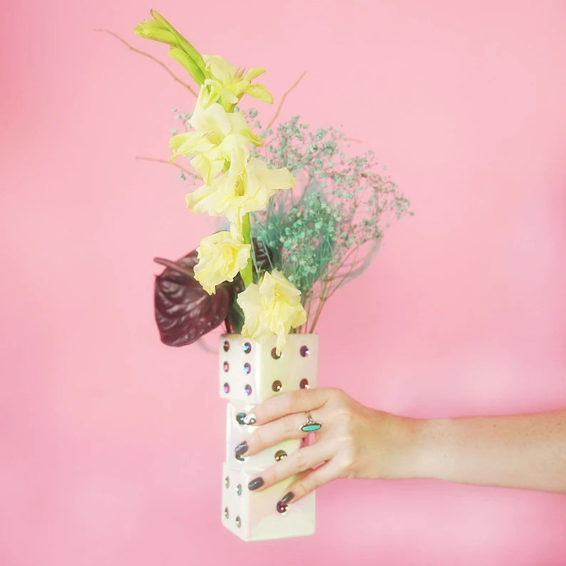 Dice Vase - Ceramic Flower Vessel