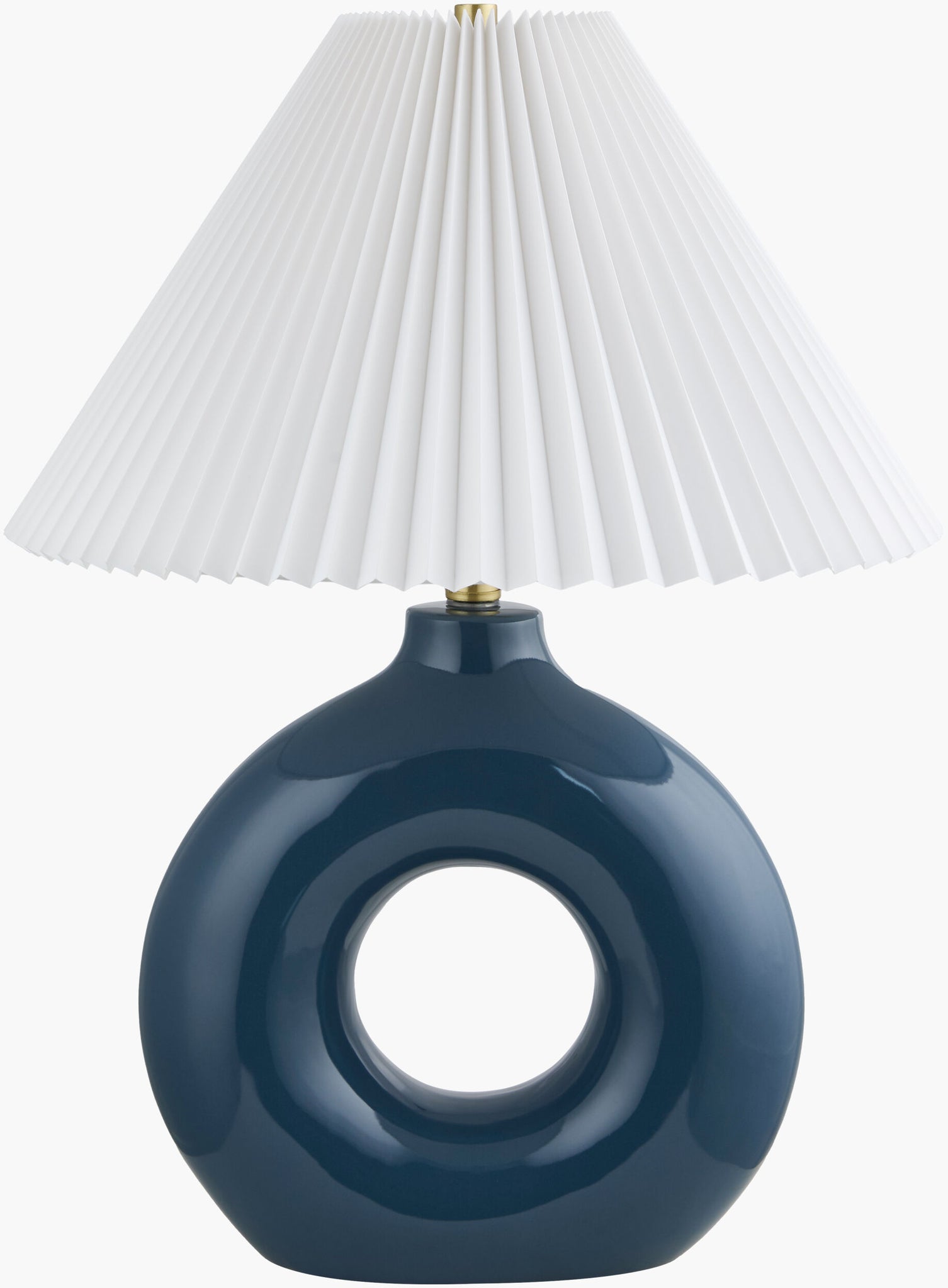 Navy Solara Table Lamp | Circle with Accordion Shade