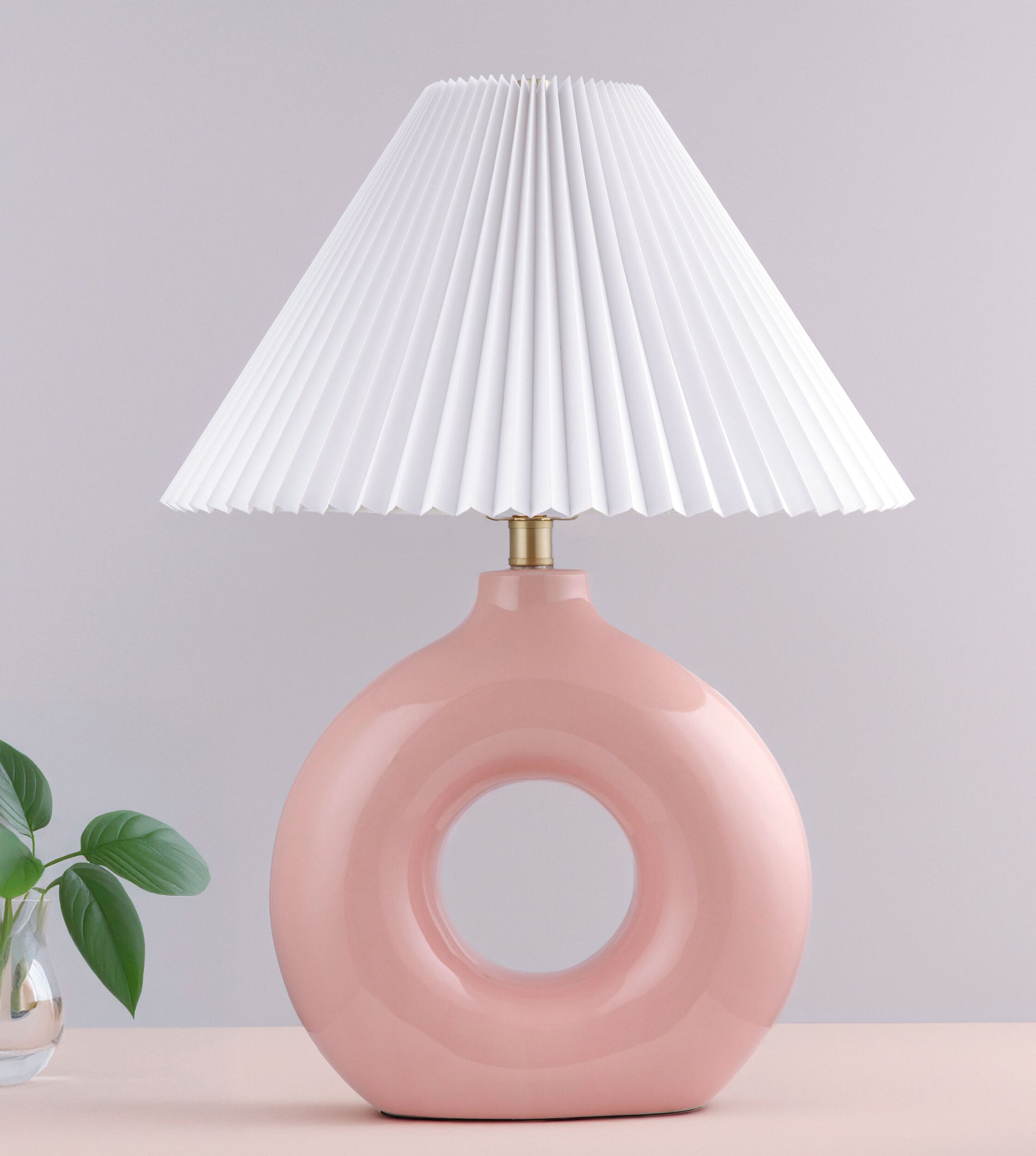 Pink Solara Table Lamp | Circle with Accordion Shade
