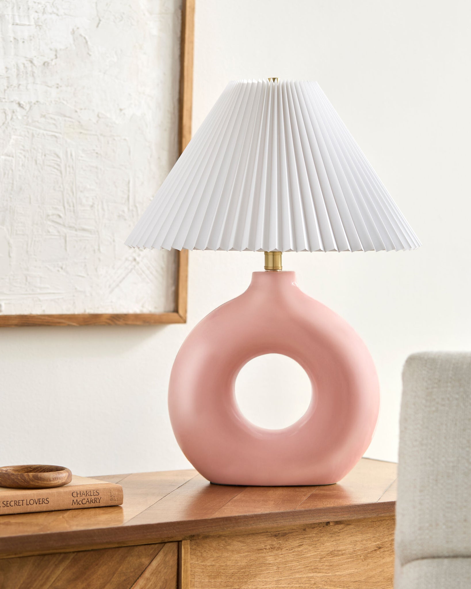 Pink Solara Table Lamp | Circle with Accordion Shade