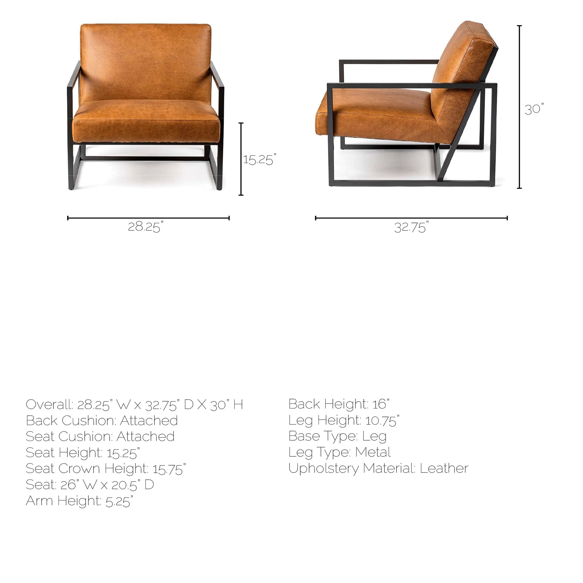 Armelle Accent Chair - Brown Leather