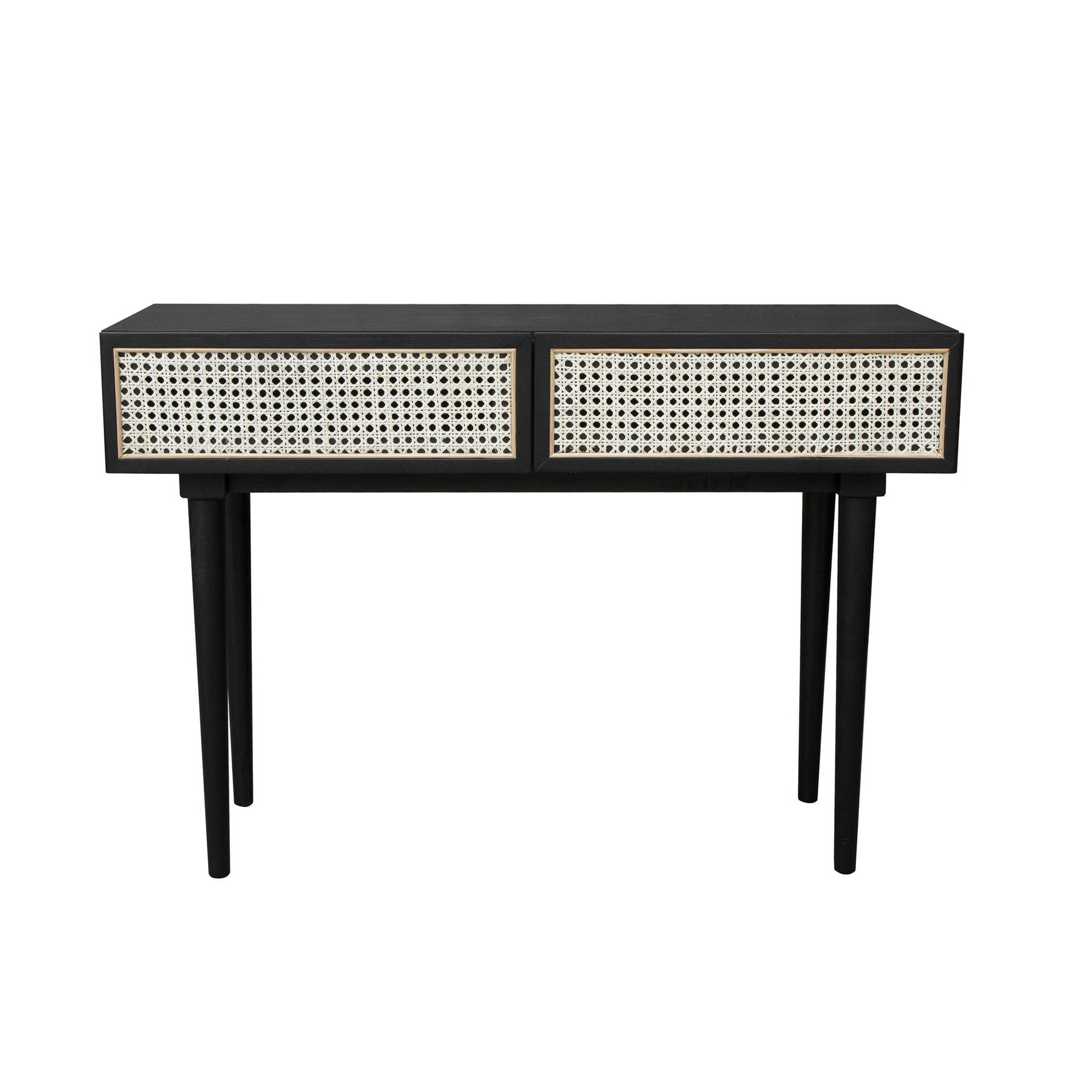 Black Cane Console Table