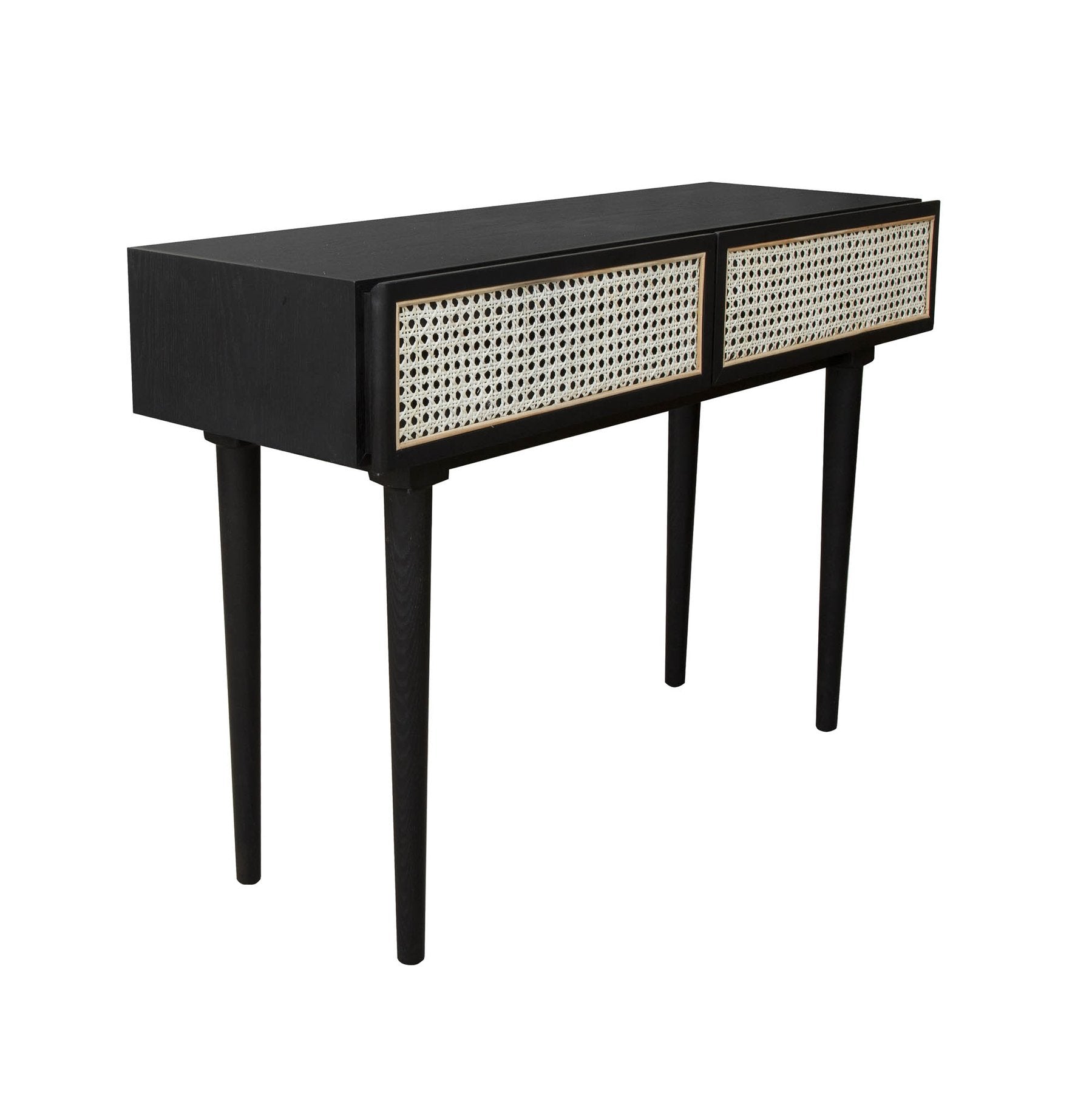 Black Cane Console Table