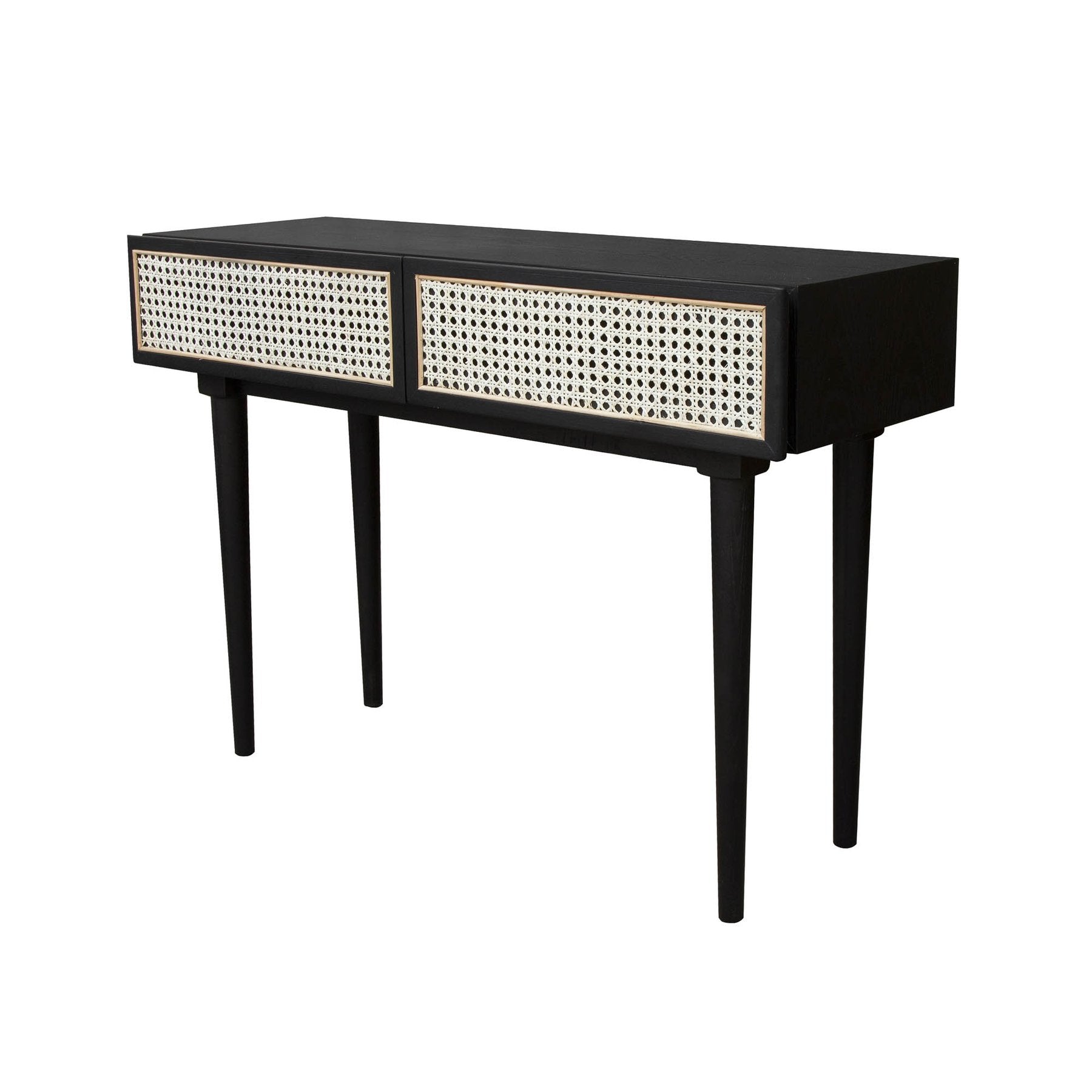 Black Cane Console Table