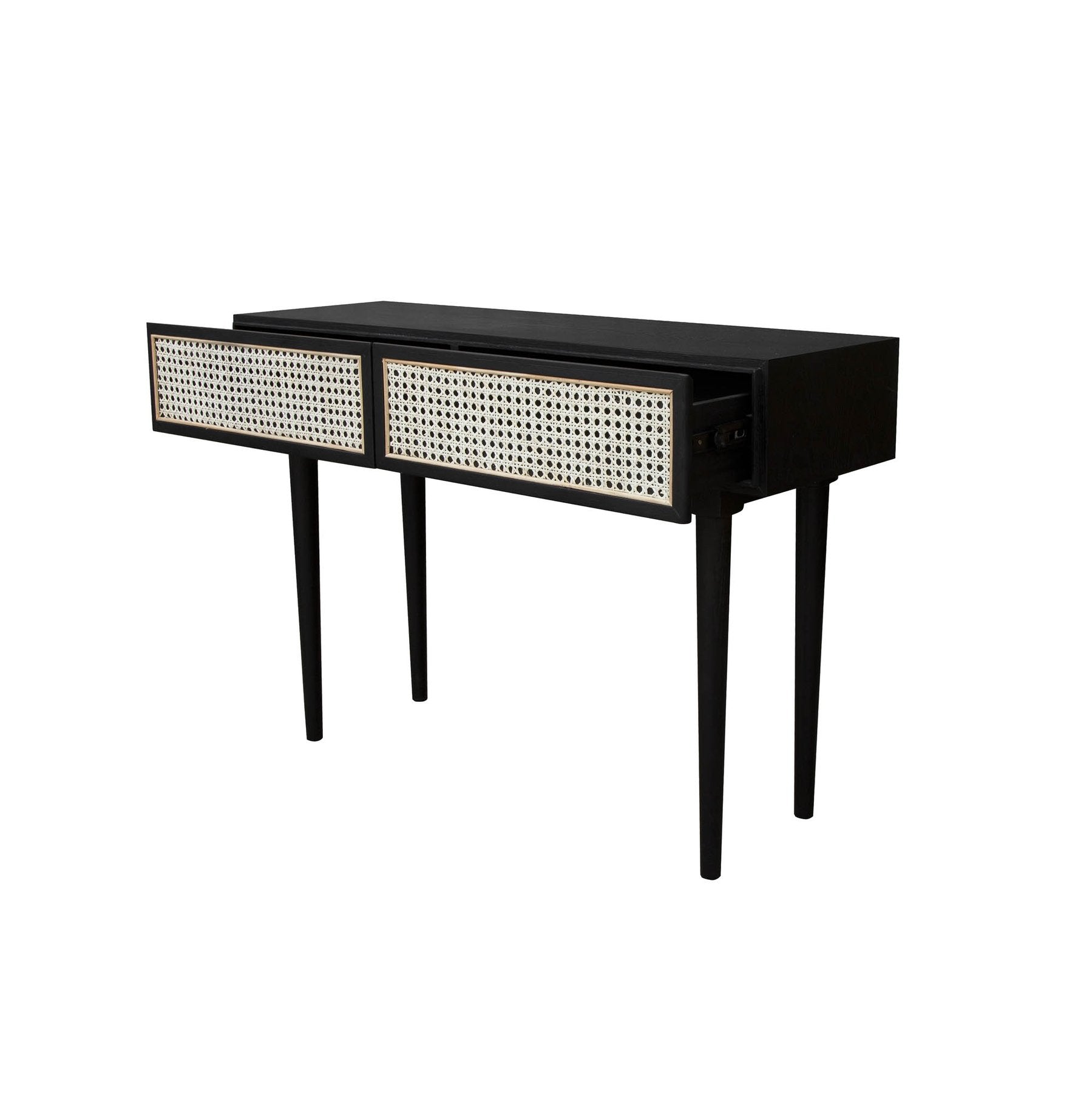 Black Cane Console Table