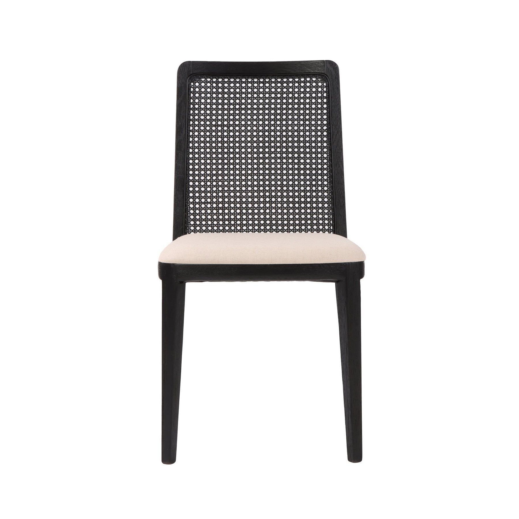 Cane Dining Chair | Oyster Linen with Black Legs – Alt Haus Interior Design