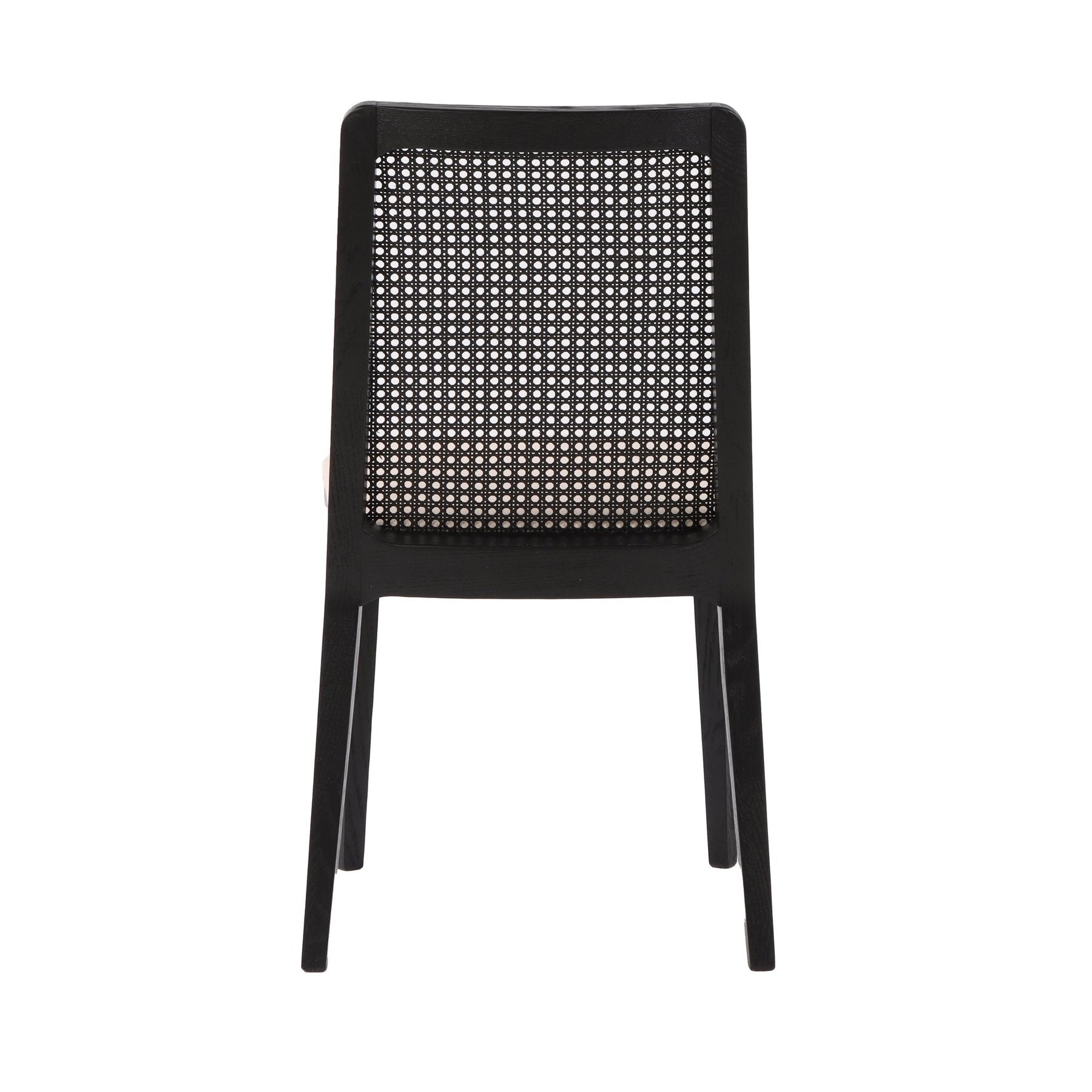 Cane Dining Chair- Oyster Linen with Black Legs