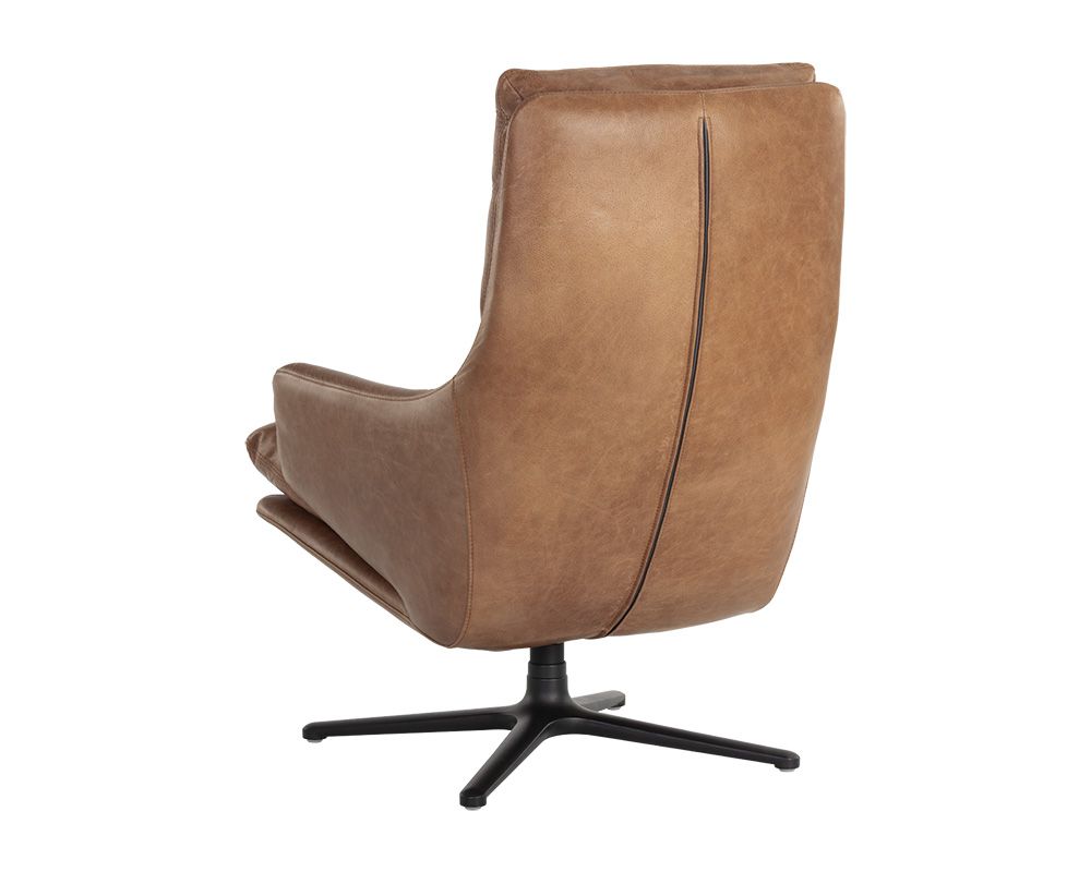 Cardona Swivel Lounge Chair - Marseille Camel Leather