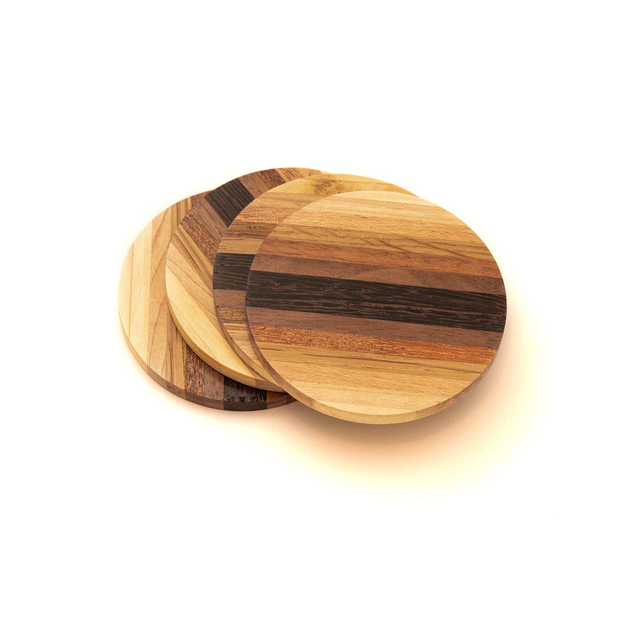 Mini Striped Wooden Coasters- Set of 4