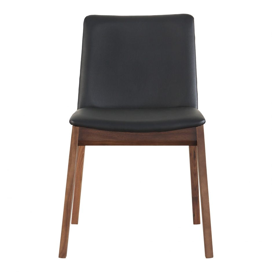 Deco Dining Chair- Black PVC with Walnut