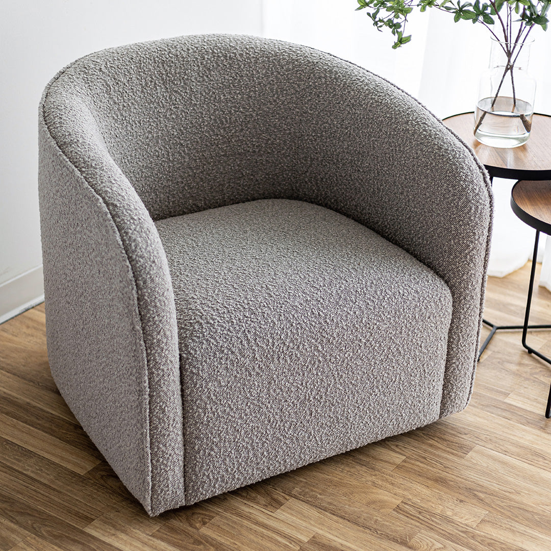 Evita Swivel Chair – Griege Boucle