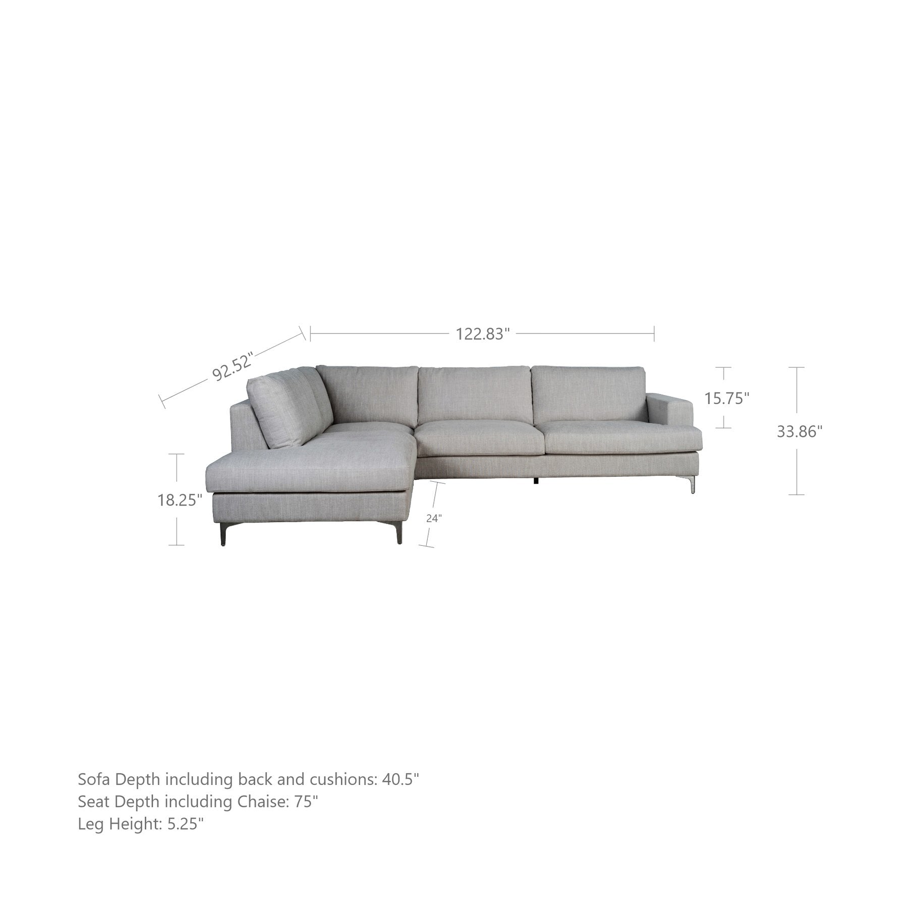 Feather Left Sectional - Dovetail linen