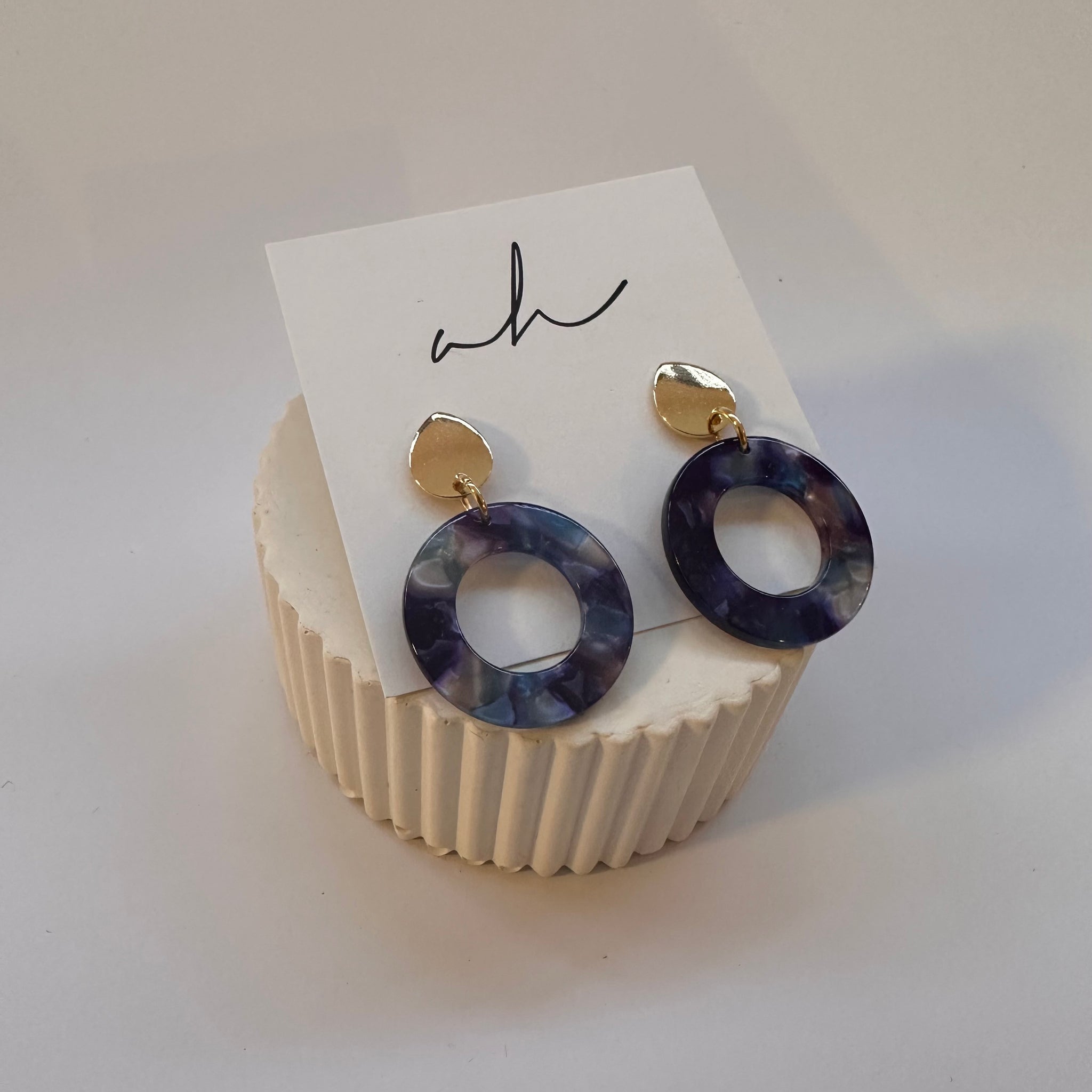 AH Earrings - Blue Circles w/ Gold
