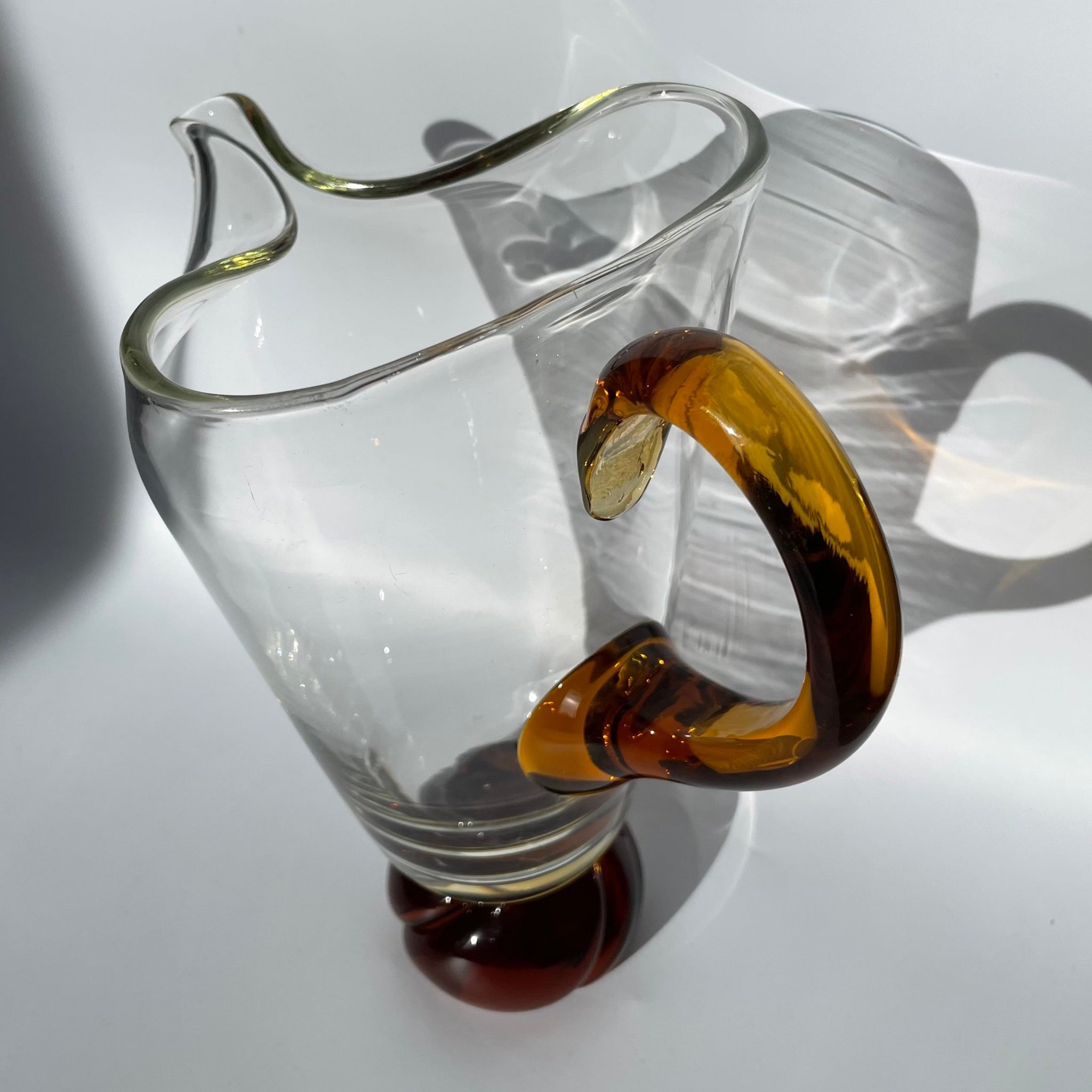 Vintage Amber Blown Glass Pitcher and Glasses