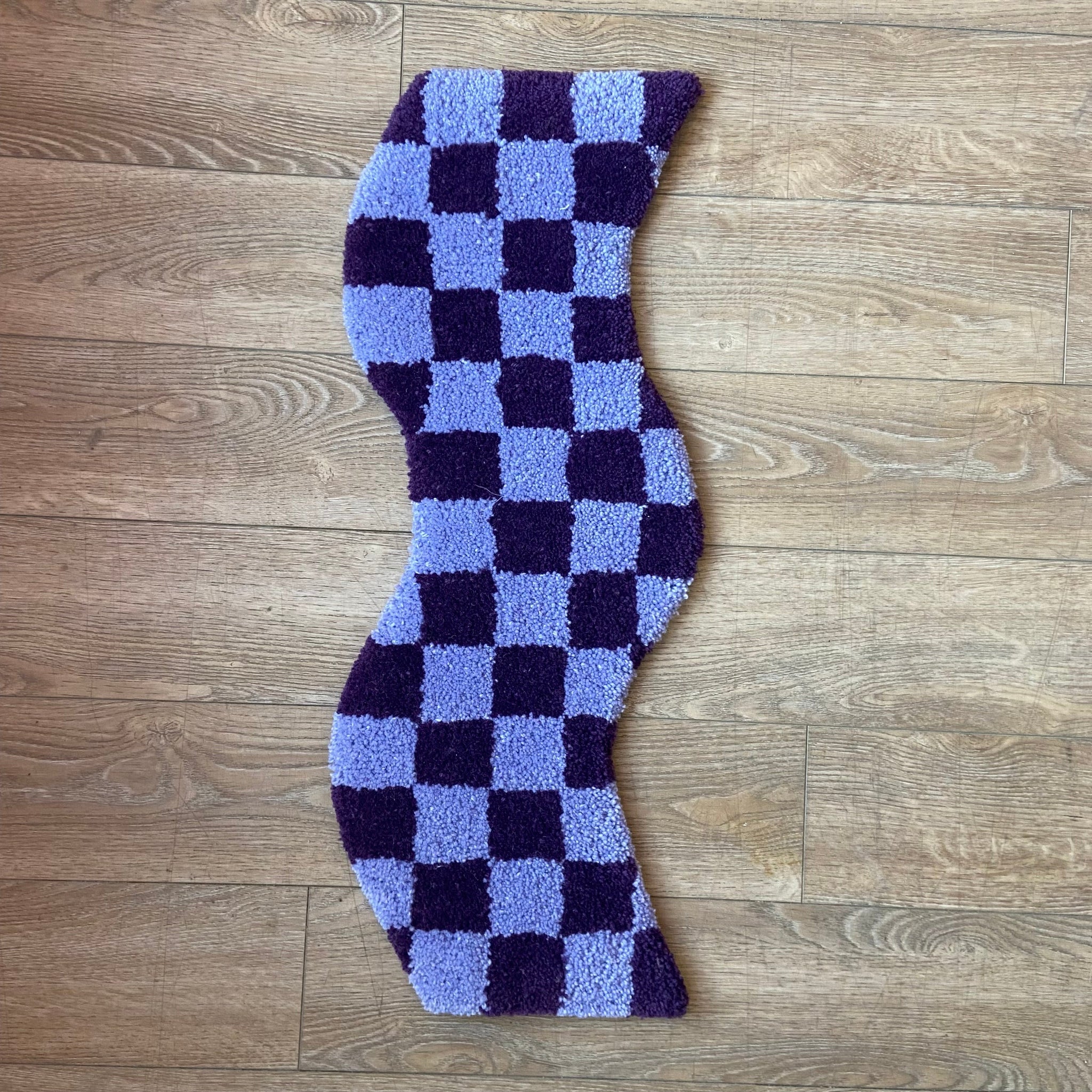 Purple Checkered Squiggle Rug