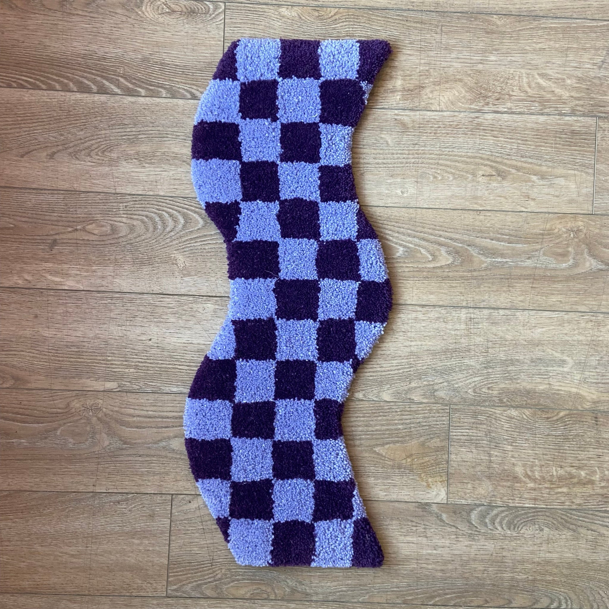 Purple Checkered Squiggle Rug