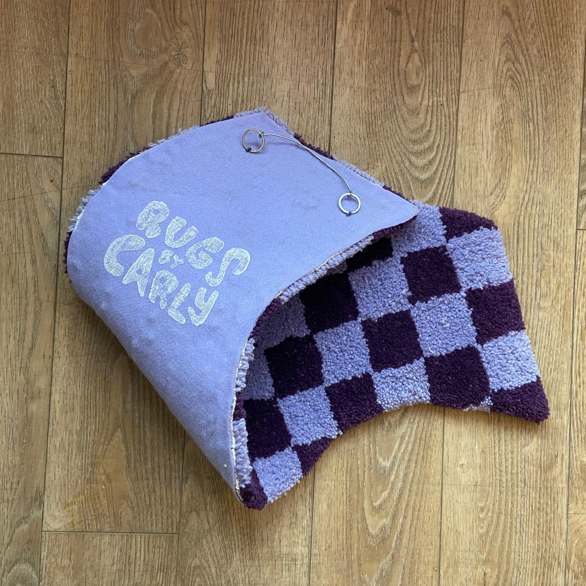 Purple Checkered Squiggle Rug
