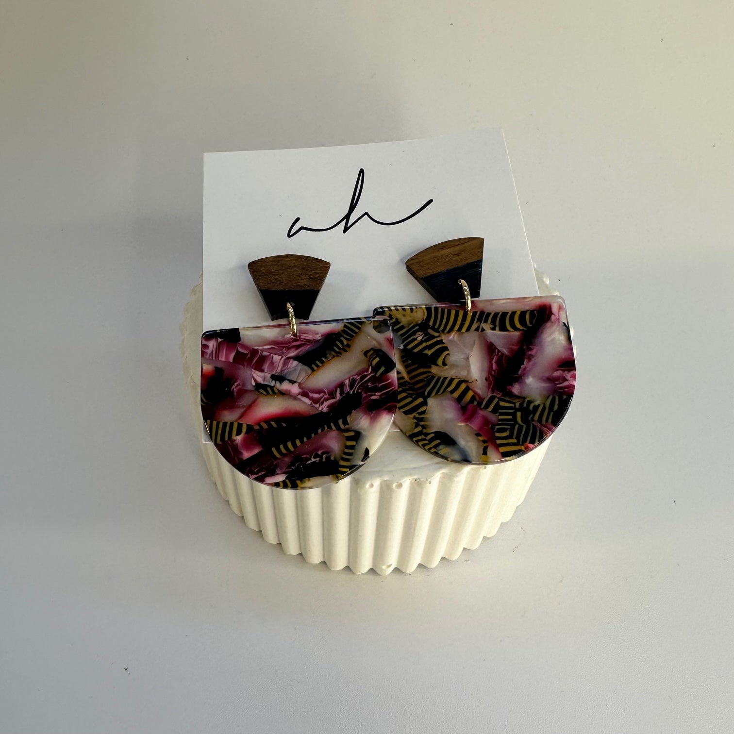 Zebra and Purple Drop Earrings
