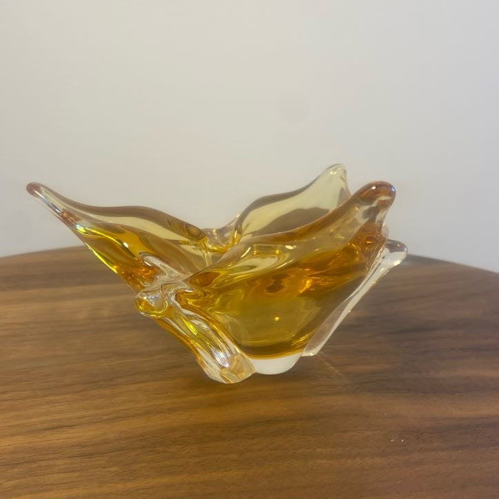 Canadian Chalet Glass Hand Blown Amber Dish
